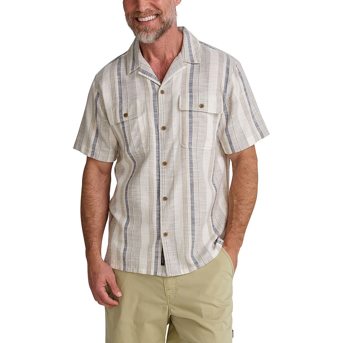 Image of Howler Brothers Shores Club Shirt - Men's Old Bill Stripe/Limestone, L