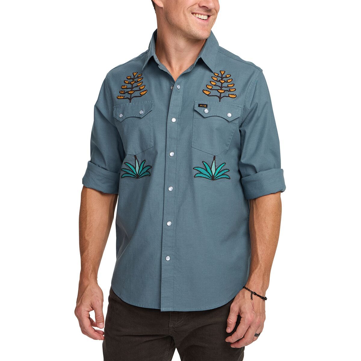 Image of Howler Brothers Crosscut Deluxe Snapshirt - Men's Centuries-North Atlantic Blue, M