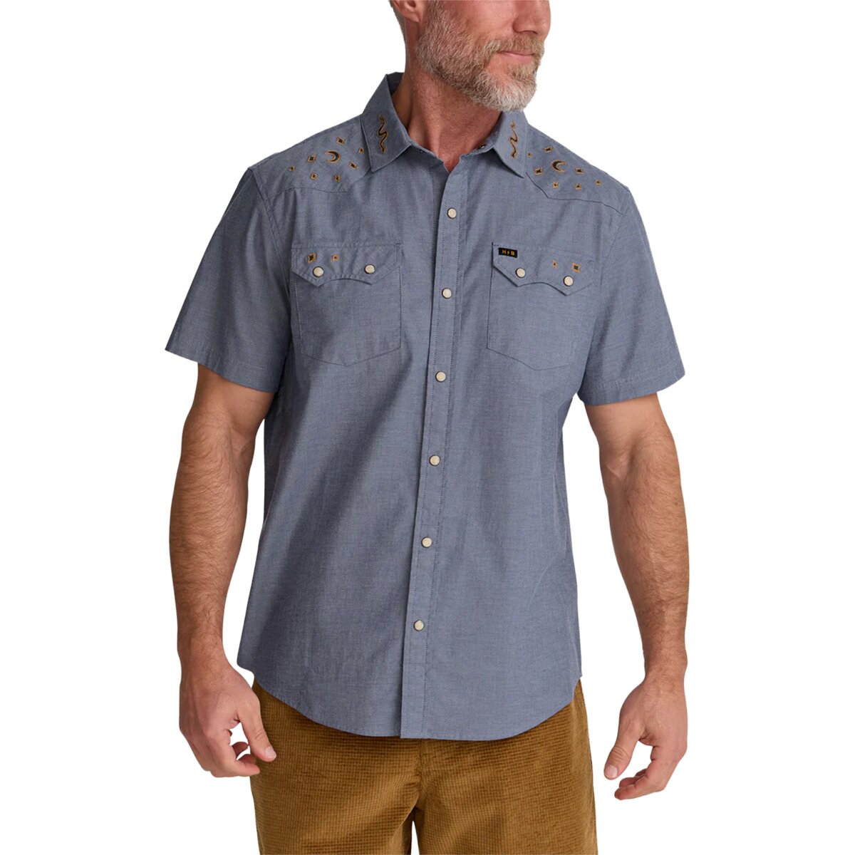 Image of Howler Brothers Crosscut Deluxe Snapshirt - Men's Noche de Paz/Indigo Chambray, XXL