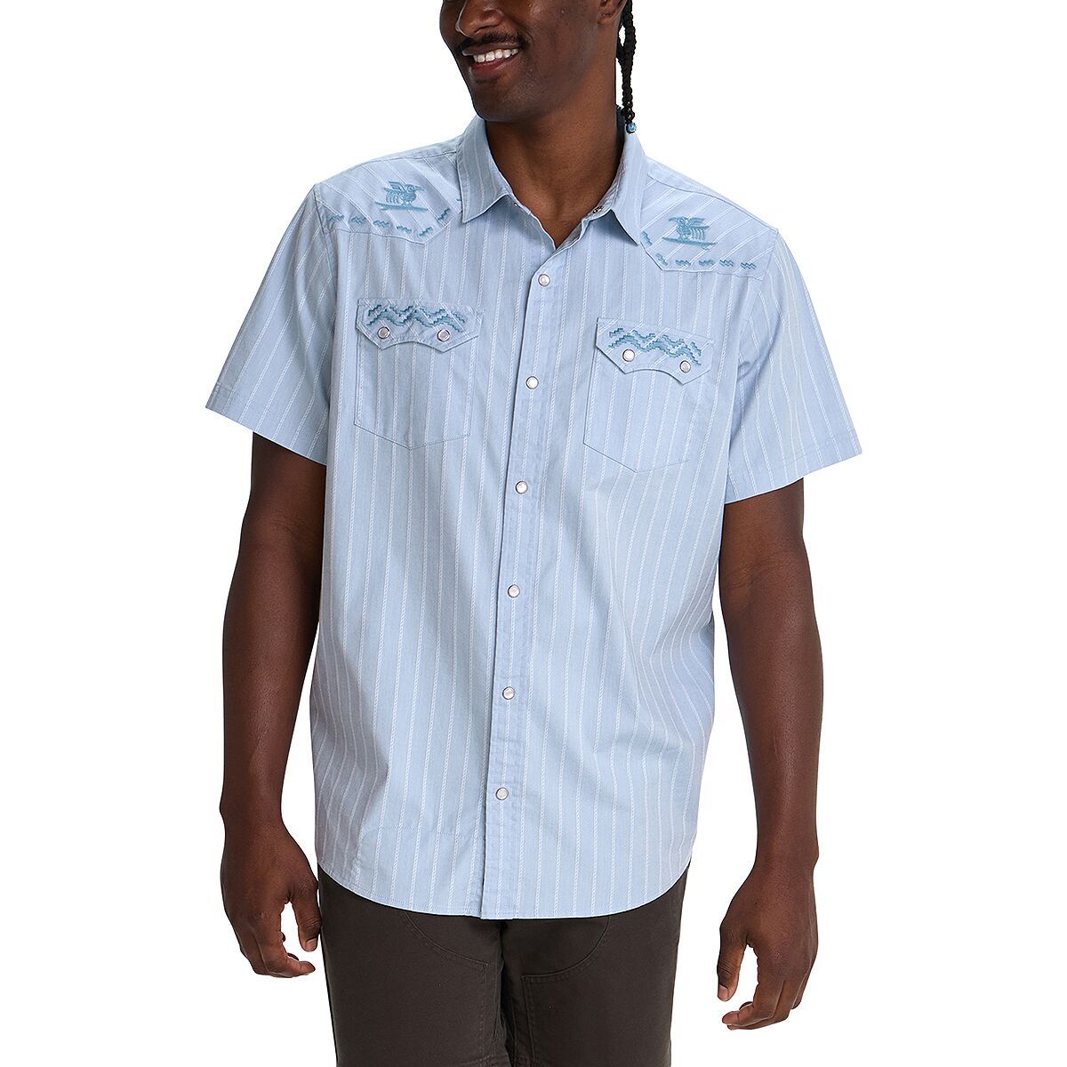 Image of Howler Brothers Crosscut Deluxe Snapshirt - Men's Surfbird/Sky Oxford Dobby, S