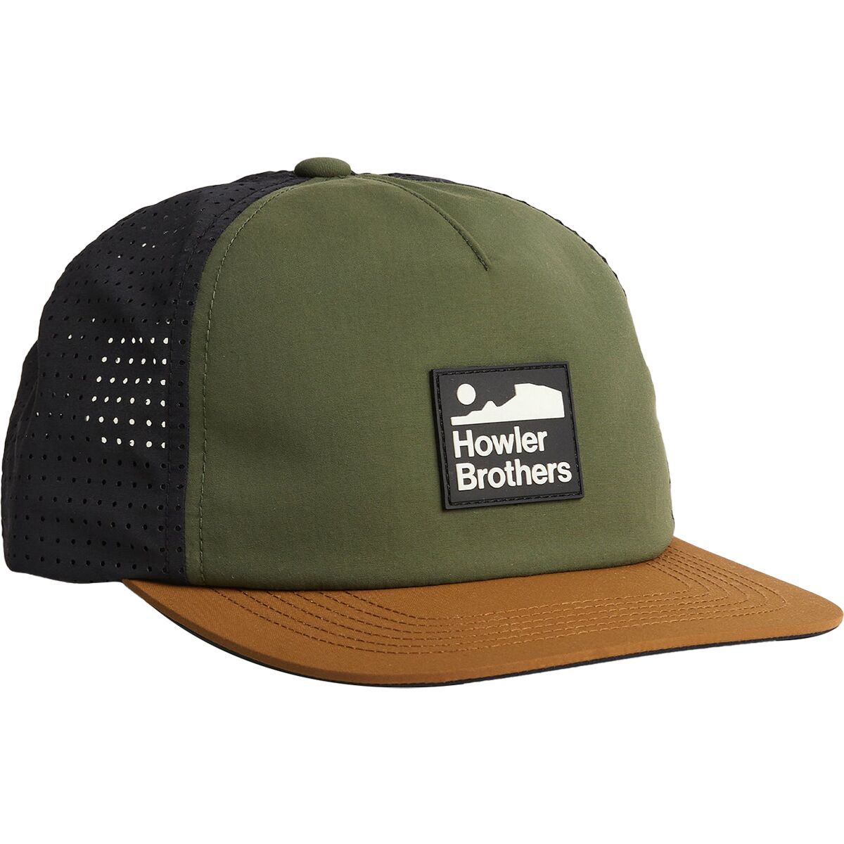 Image of Howler Brothers Aperture Tech Strapback Hat Howler Arroyo : Army/Brown/Black, One Size
