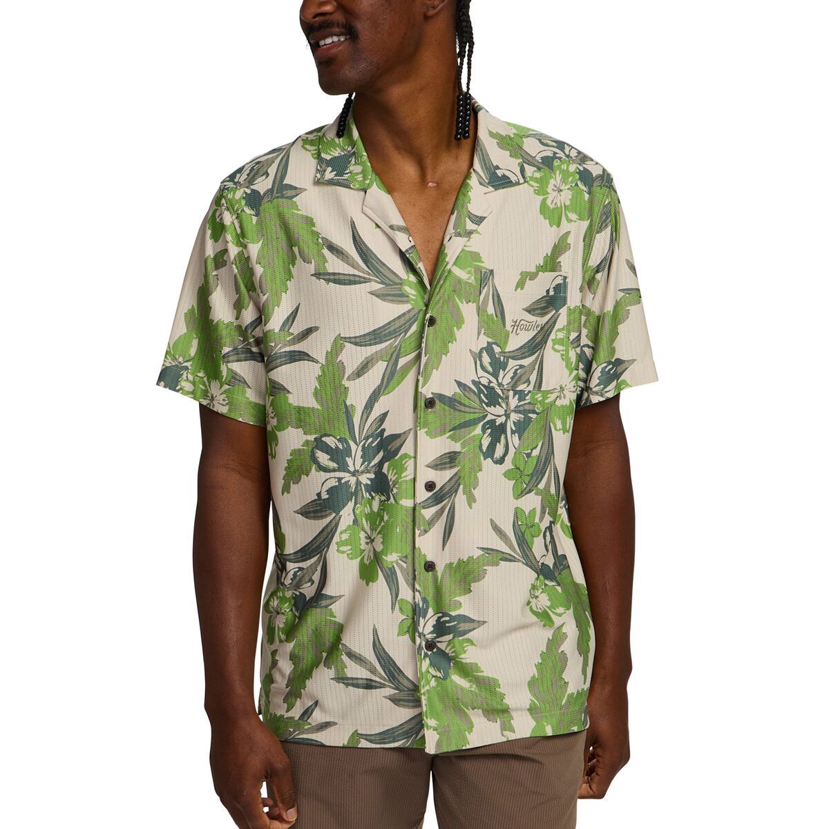 Howler Brothers Palapa Tech Shirt - Men's Flagler Floral/Off White, S