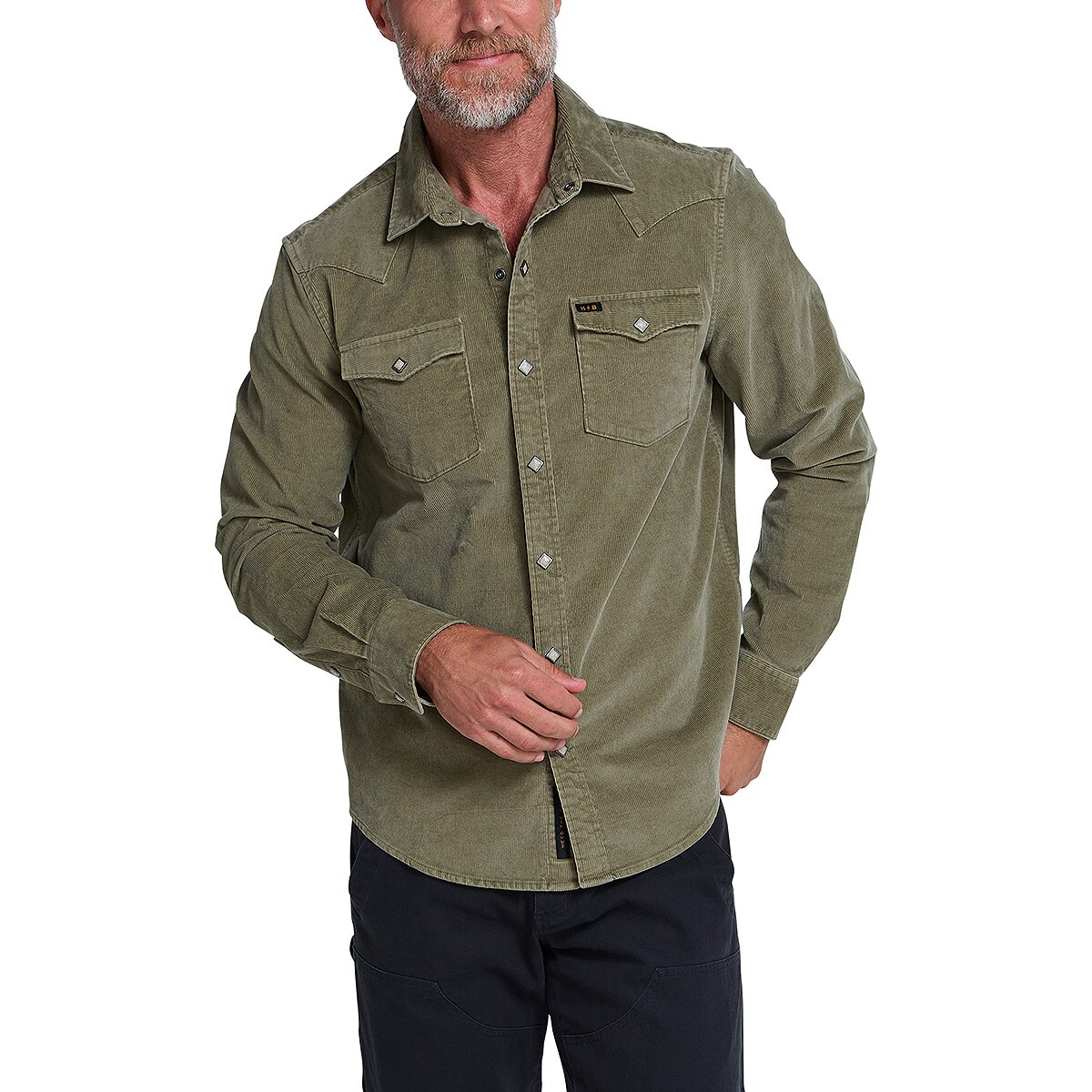 Image of Howler Brothers Banning Corduroy Snapshirt - Men's Aloe, S