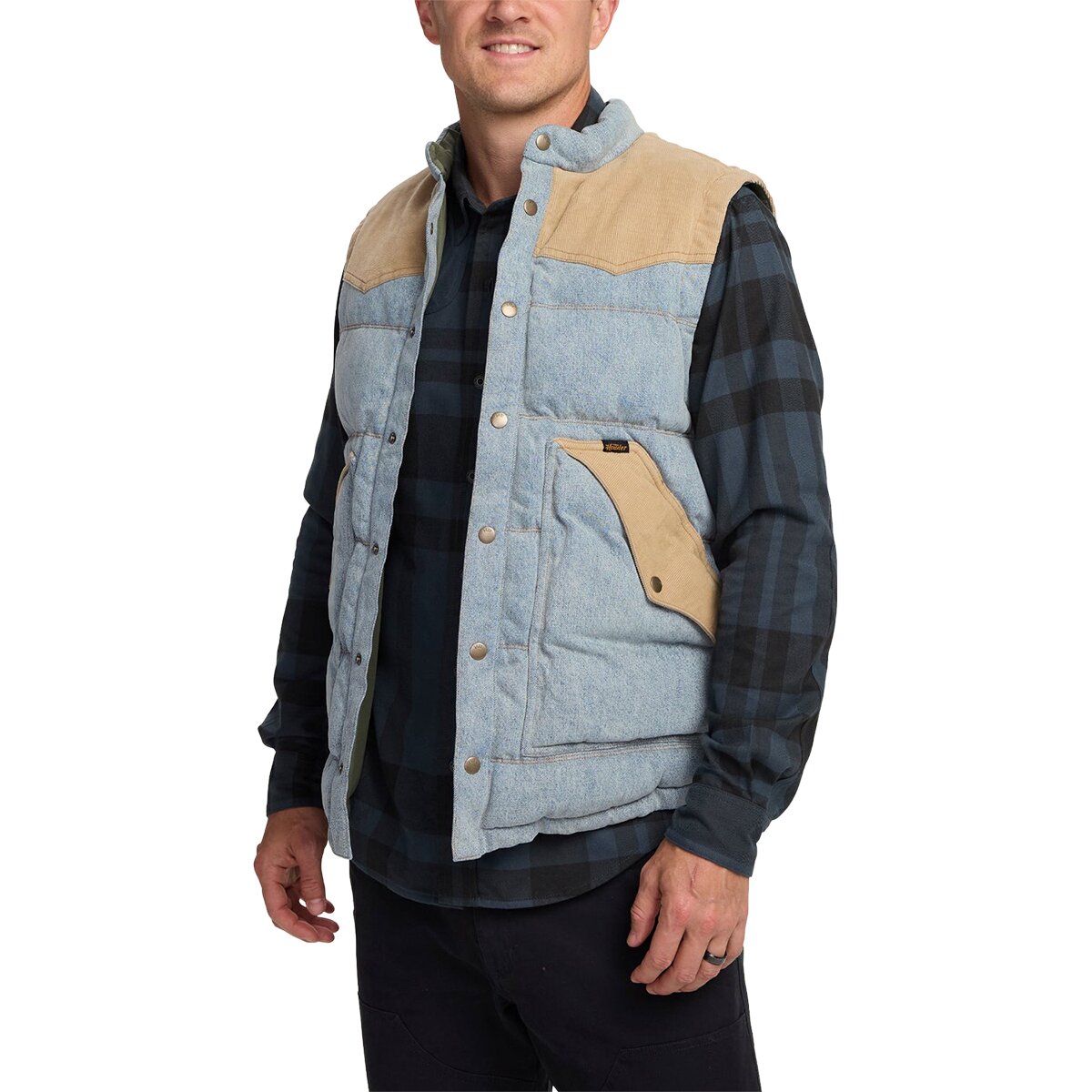 Image of Howler Brothers Denim Rounder Vest - Men's Sky Denim/Dirt, M