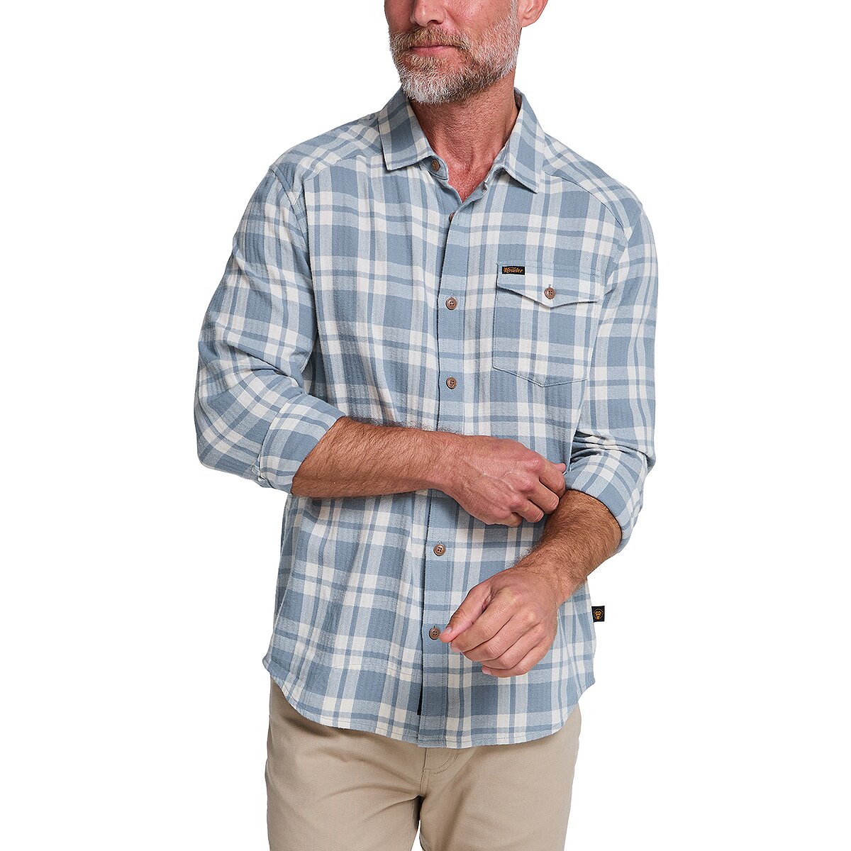 Image of Howler Brothers La Grange Lightweight Flannel Shirt - Men's Cohen Plaid/Iron Blue, M