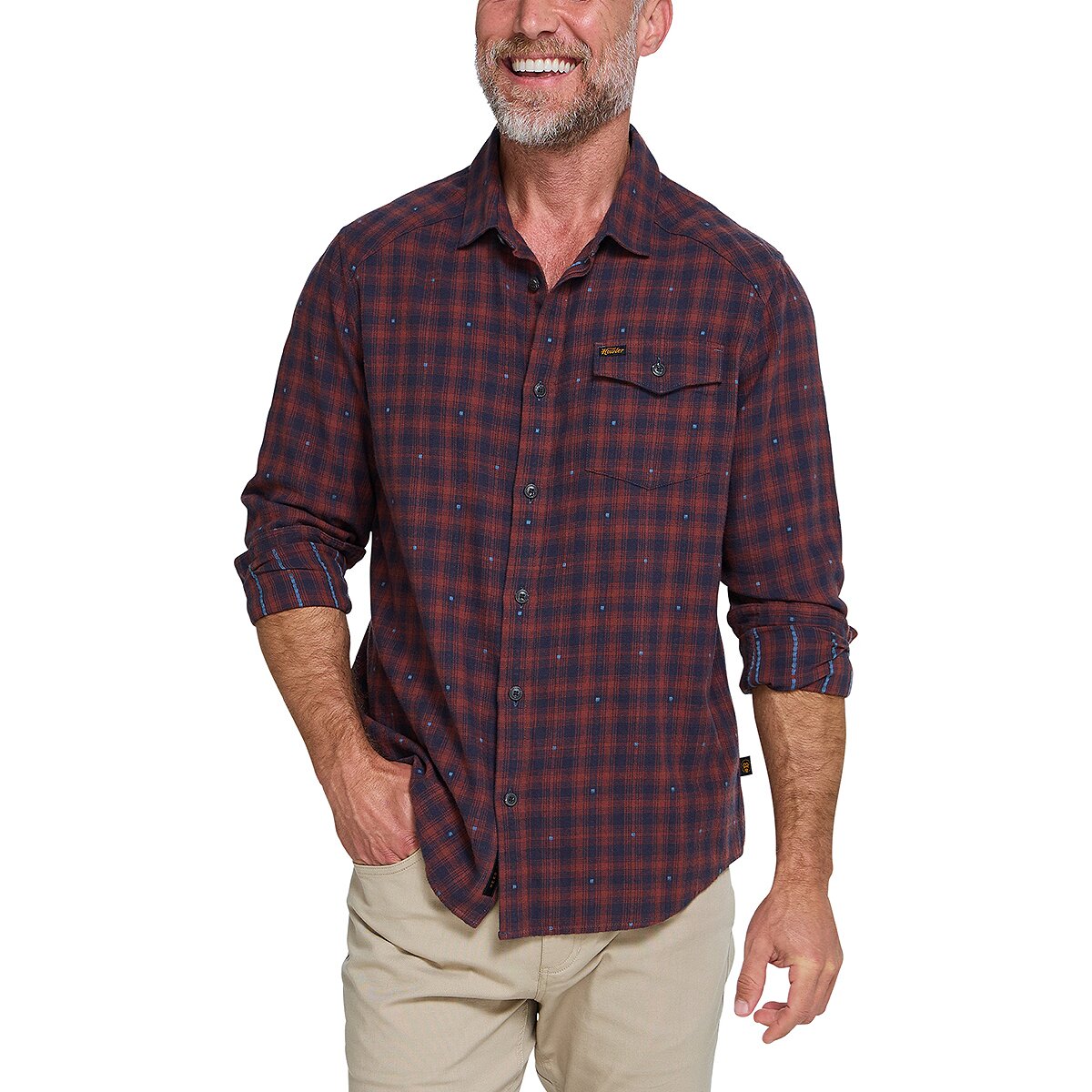 Image of Howler Brothers La Grange Lightweight Flannel Shirt - Men's Franklin Plaid/Brick House, L