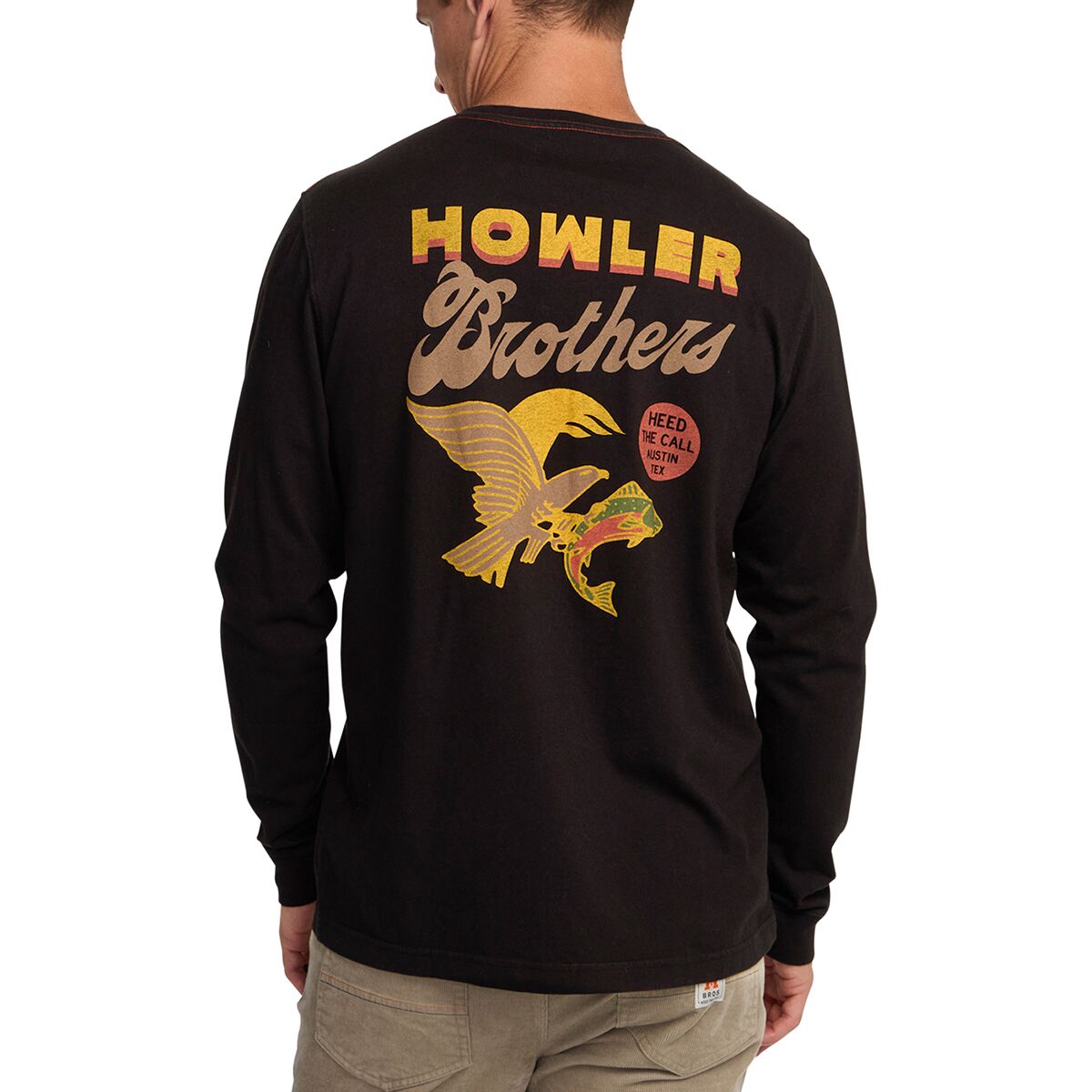 Image of Howler Brothers Long-Sleeve T-Shirt - Men's Osprey Prey-Black, XXL