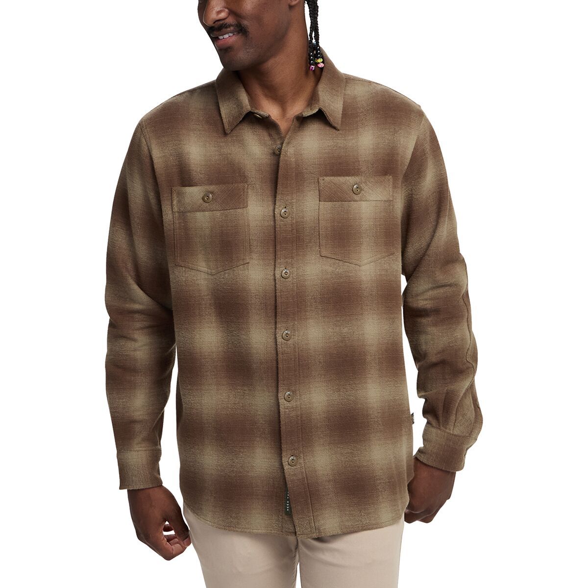 Image of Howler Brothers Rodanthe Blanket Flannel Shirt - Men's Emmett Plaid-Aloe, L