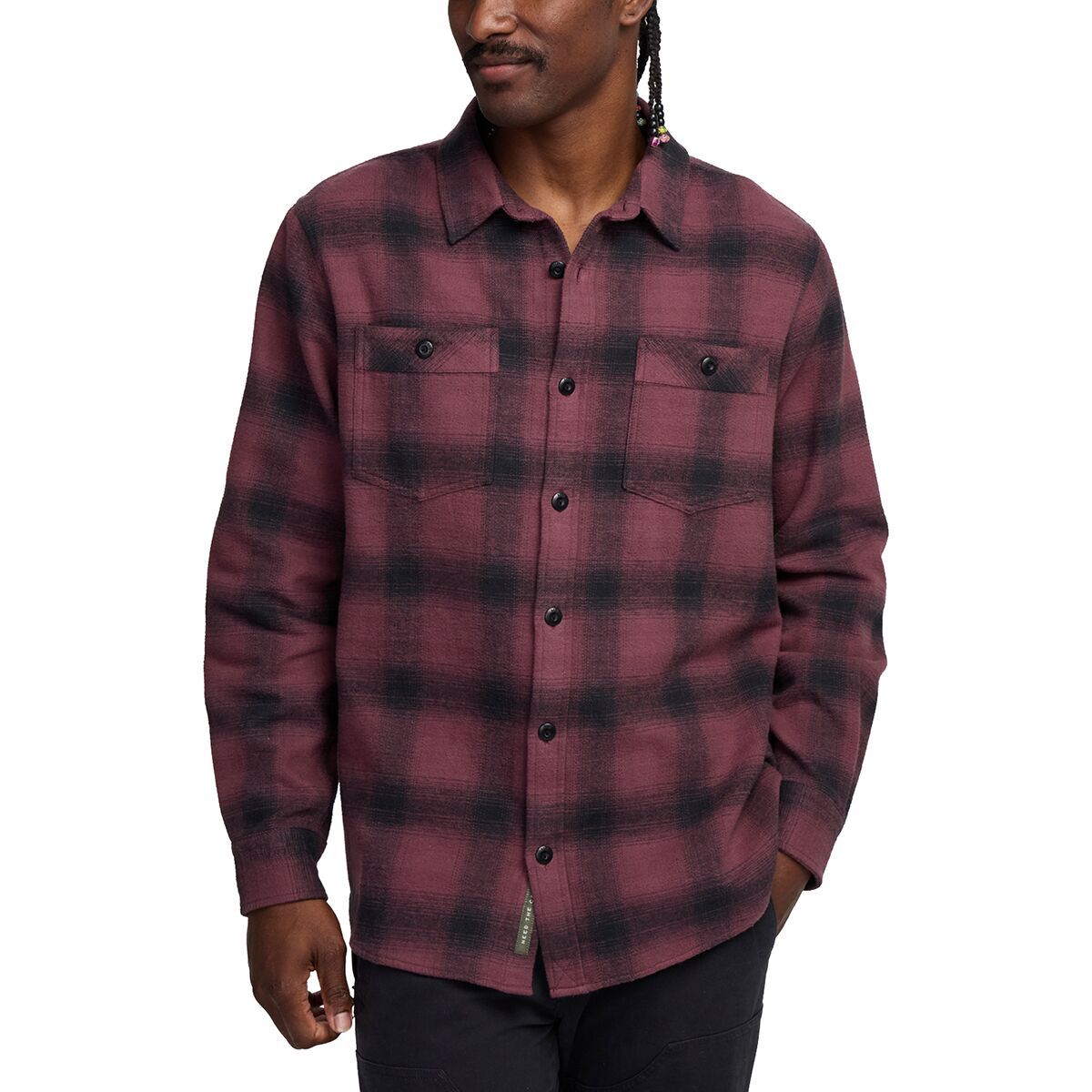 Image of Howler Brothers Rodanthe Blanket Flannel Shirt - Men's Emmett Plaid-Plum Wine, XL