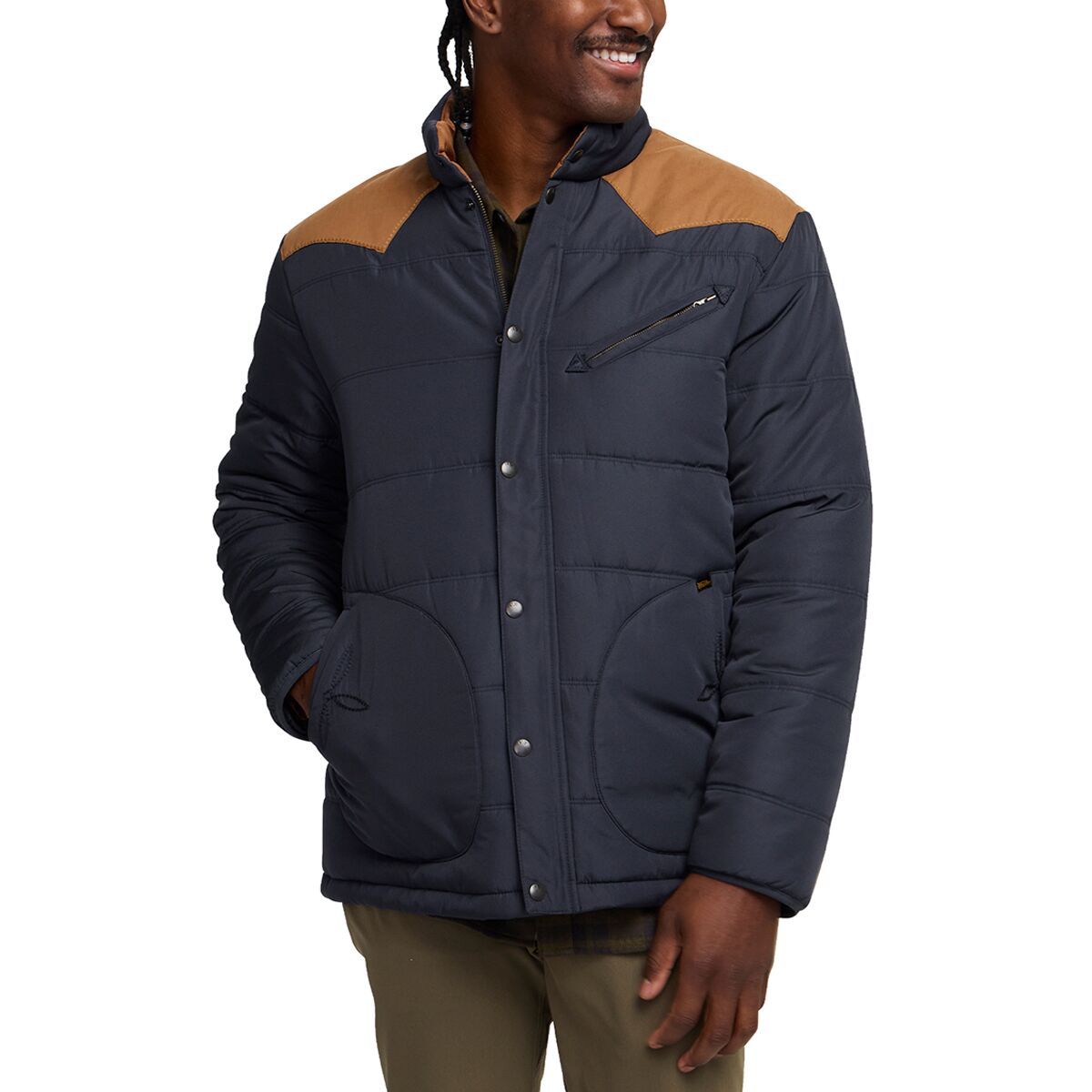 Image of Howler Brothers Rounder Quilted Jacket - Men's Blue Dark/Duck Brown, XXL
