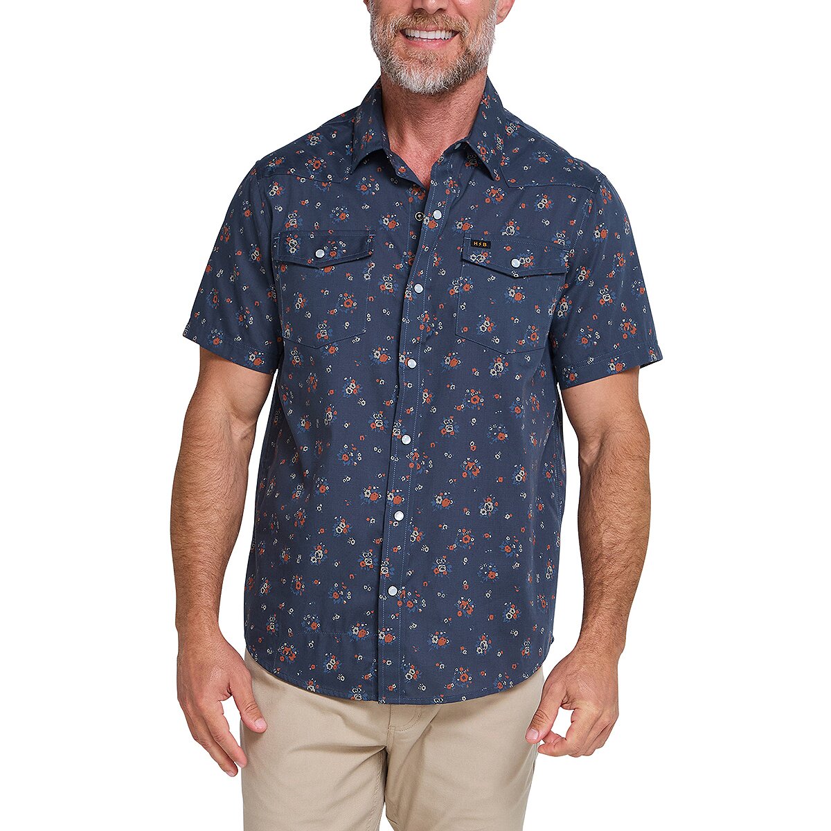 Image of Howler Brothers H Bar B Snap Shirt - Men's Bouquets/Midnight, L