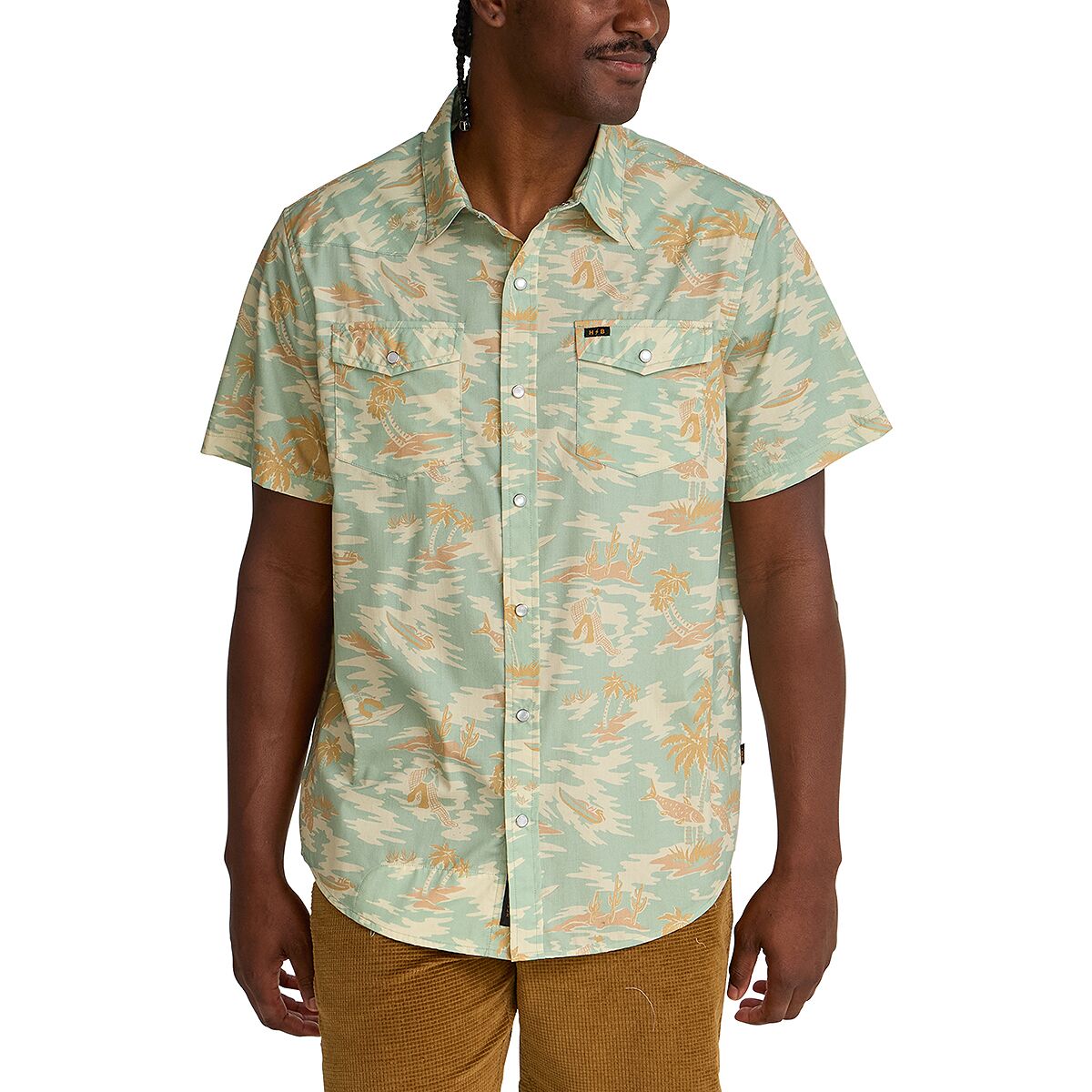Image of Howler Brothers H Bar B Snap Shirt - Men's Dreamland/Seafoam, XL