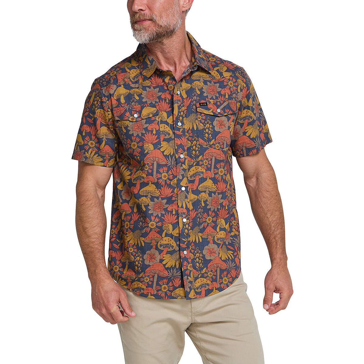 Image of Howler Brothers H Bar B Snap Shirt - Men's Fungi Forage/Nightfall, S