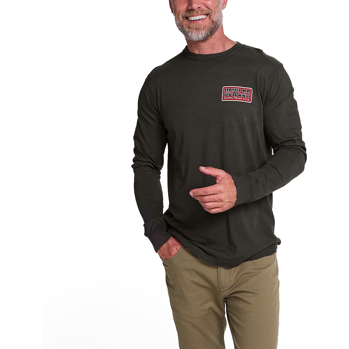 Image of Howler Brothers Cotton Long-Sleeve T-Shirt - Men's Howler Slab/Antique Black, XXL