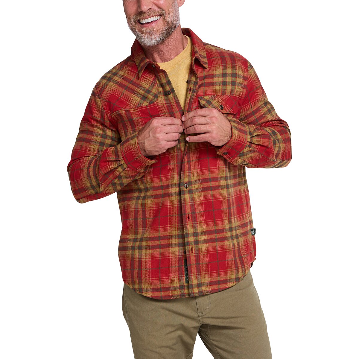 Image of Howler Brothers Harker's Flannel Shirt - Men's Kempton Plaid/Brick, M