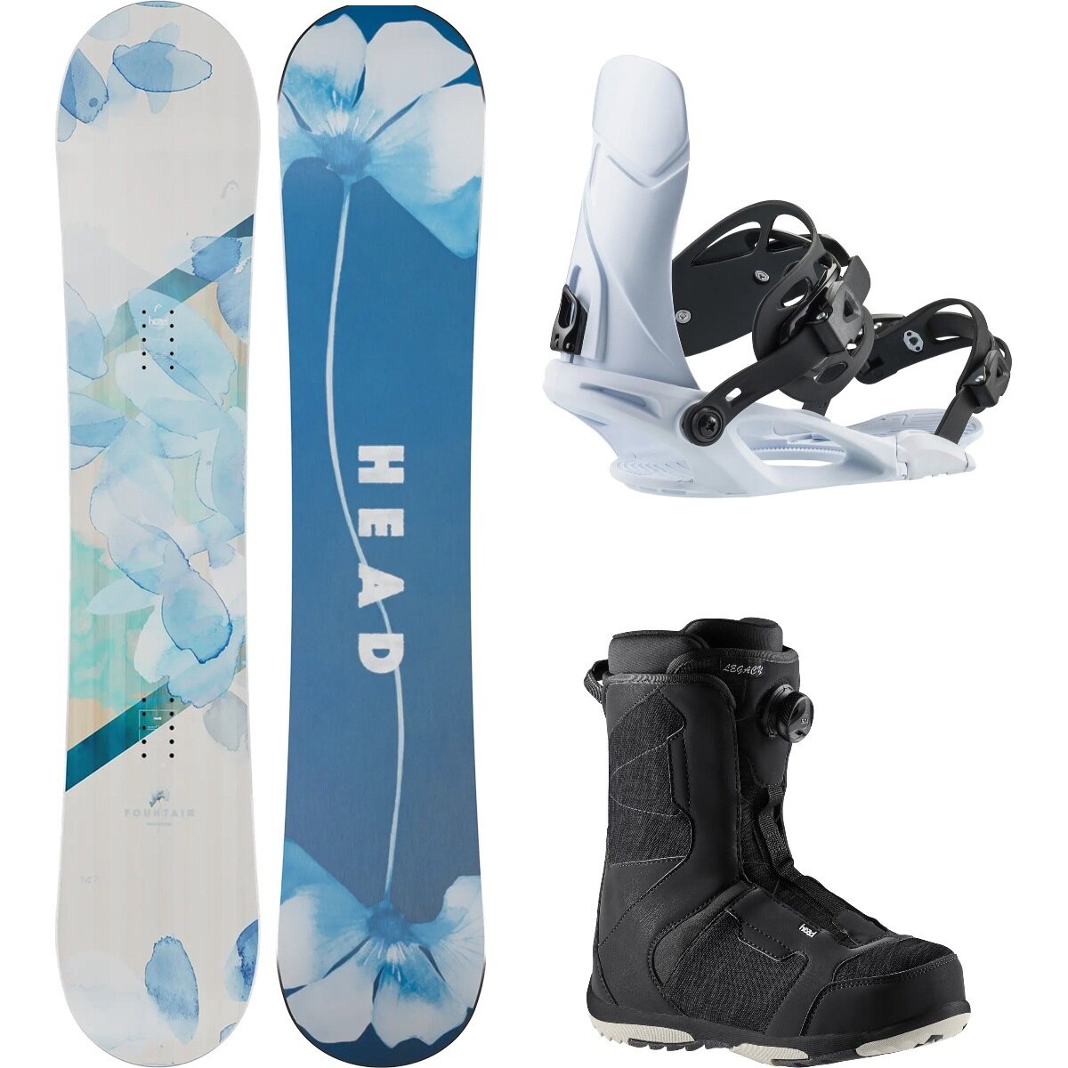 Image of Head USA Fountain w/ Legacy BOA + NX LGCY Snowboard Package - Women's Wht/Wht/Blk, 143cm/M/23.5