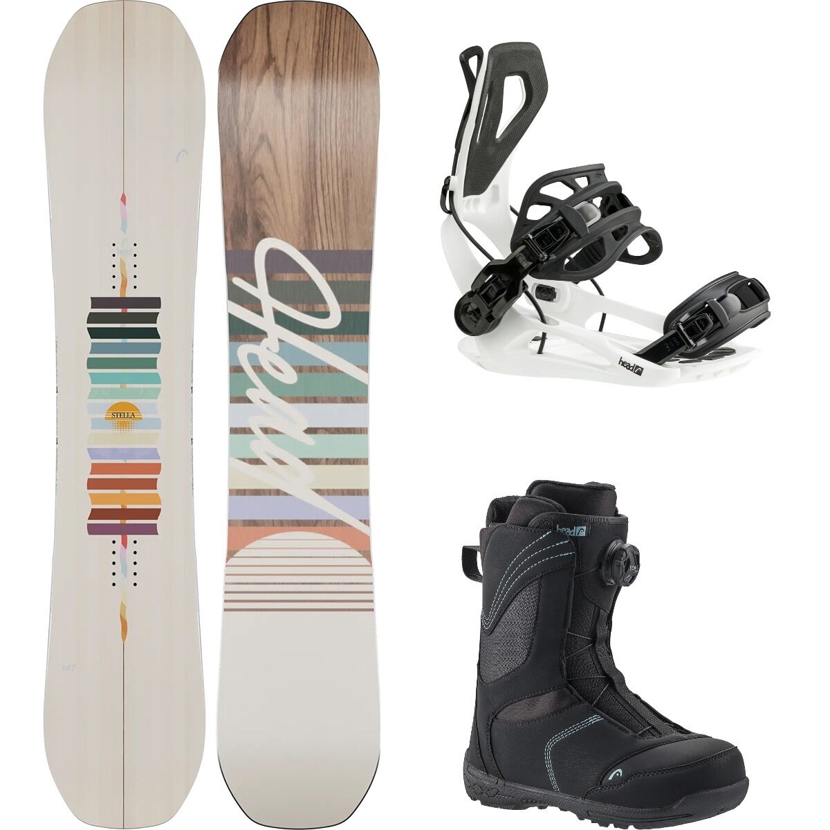 Image of Head USA Stella 2.0 w/ Eve BOA + RX One Snowboard Package - Women's Tan/Wht/Blk, 147cm/M/23.0