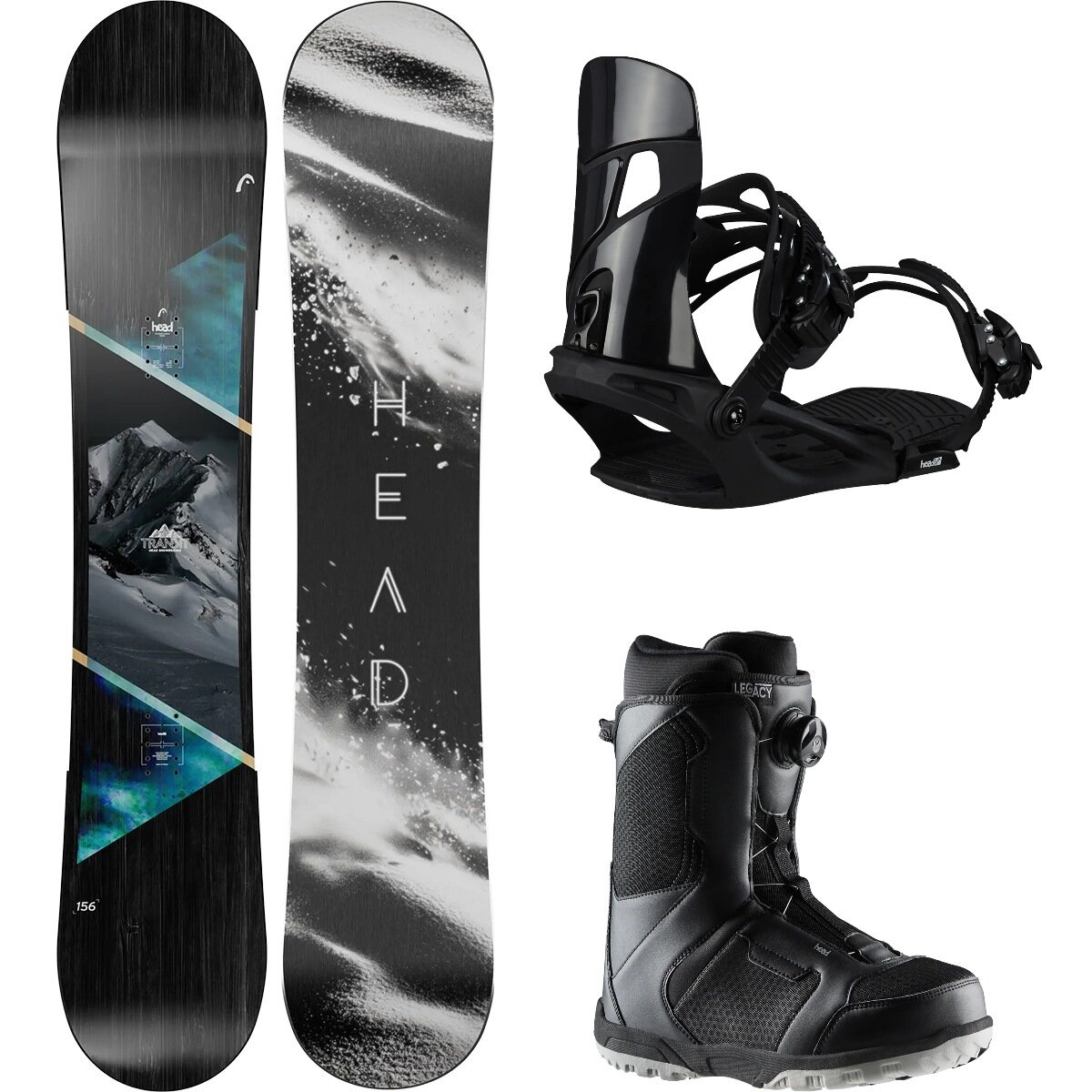 Image of Head USA Transit w/ Legacy BOA + NX LGCY Snowboard Package Blk/Blk/Blk, 156cm wide/S/25.5