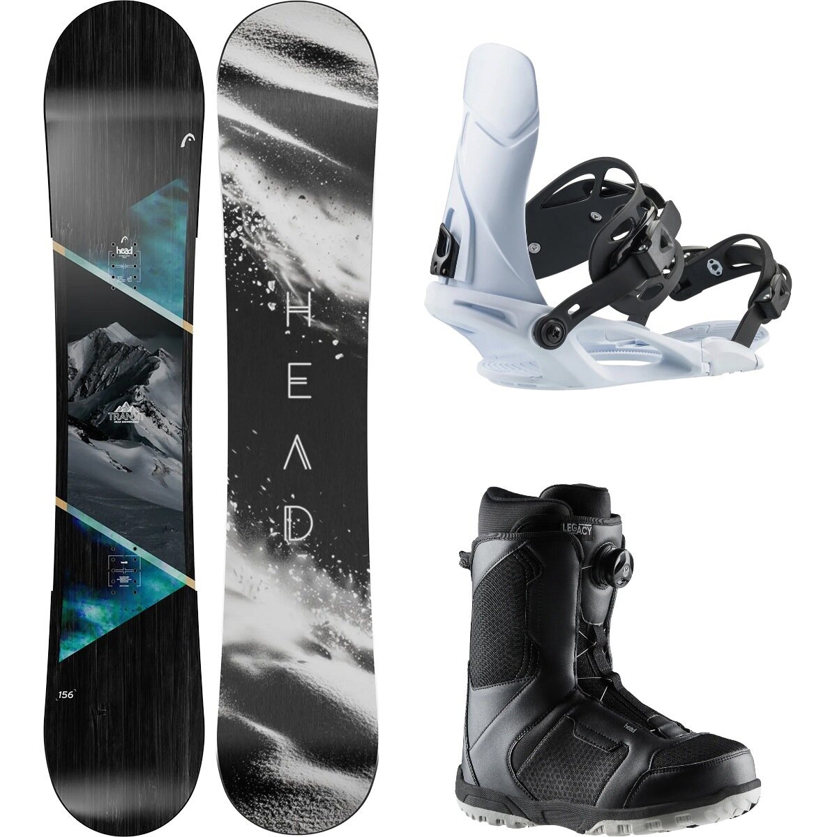 Image of Head USA Transit w/ Legacy BOA + NX LGCY Snowboard Package Blk/Wht/Blk, 156cm wide/L/26.5