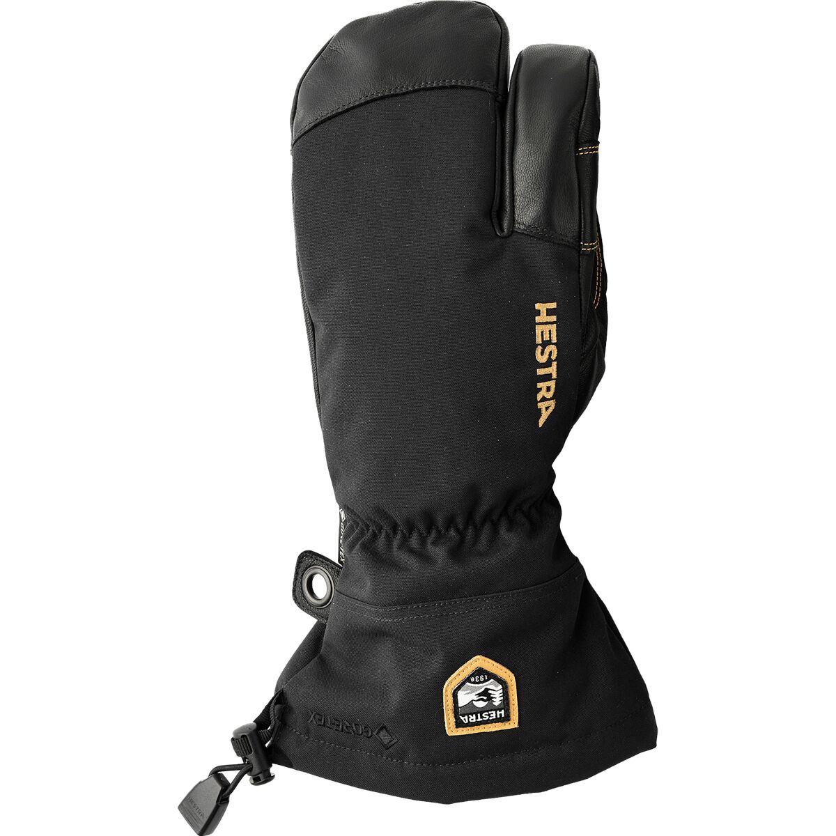 Image of Hestra Army Leather GTX 3-Finger Mitten - Men's Black/Black, 9