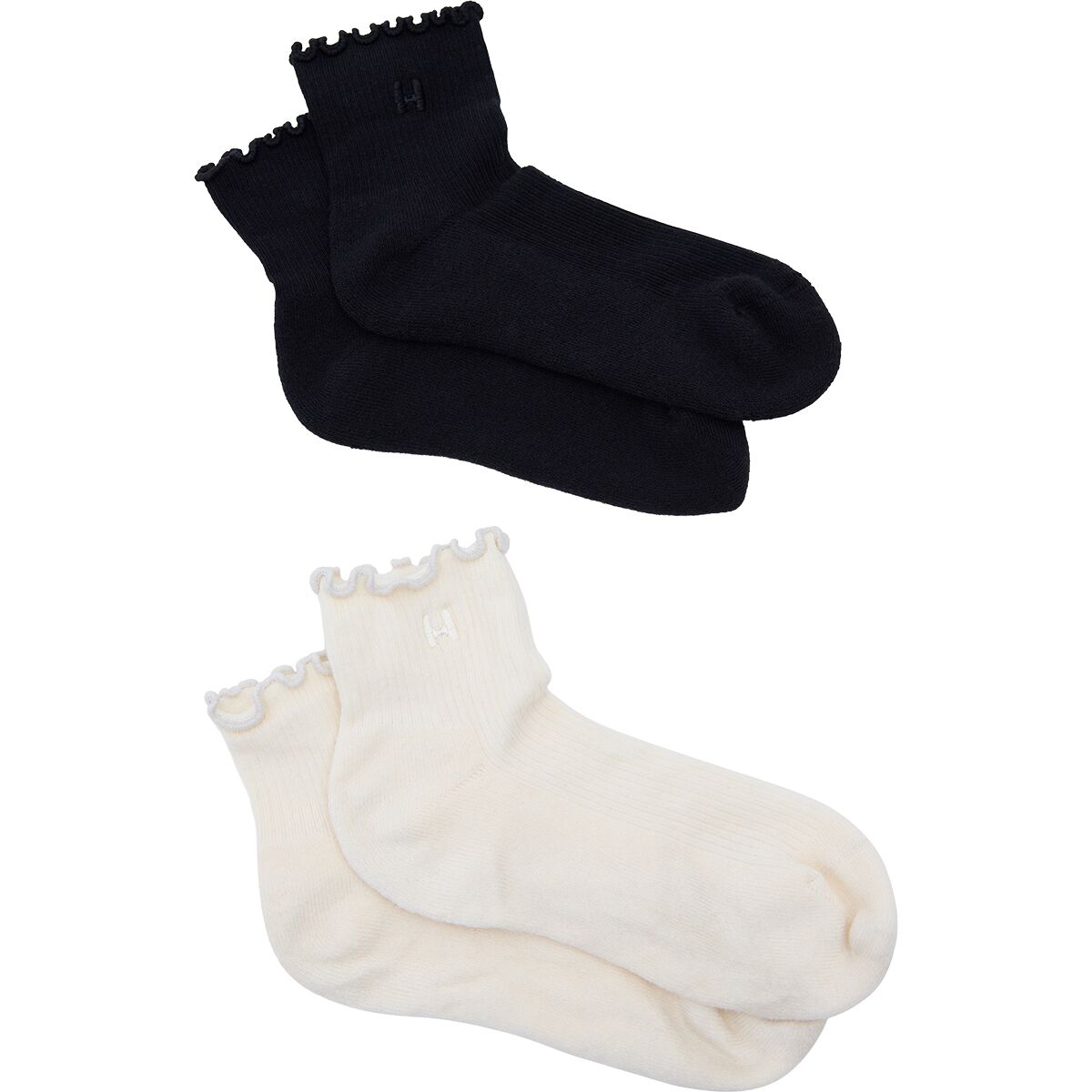 Image of Halfdays Ruffle Socks - Women's Black/Oatmilk, XS/S