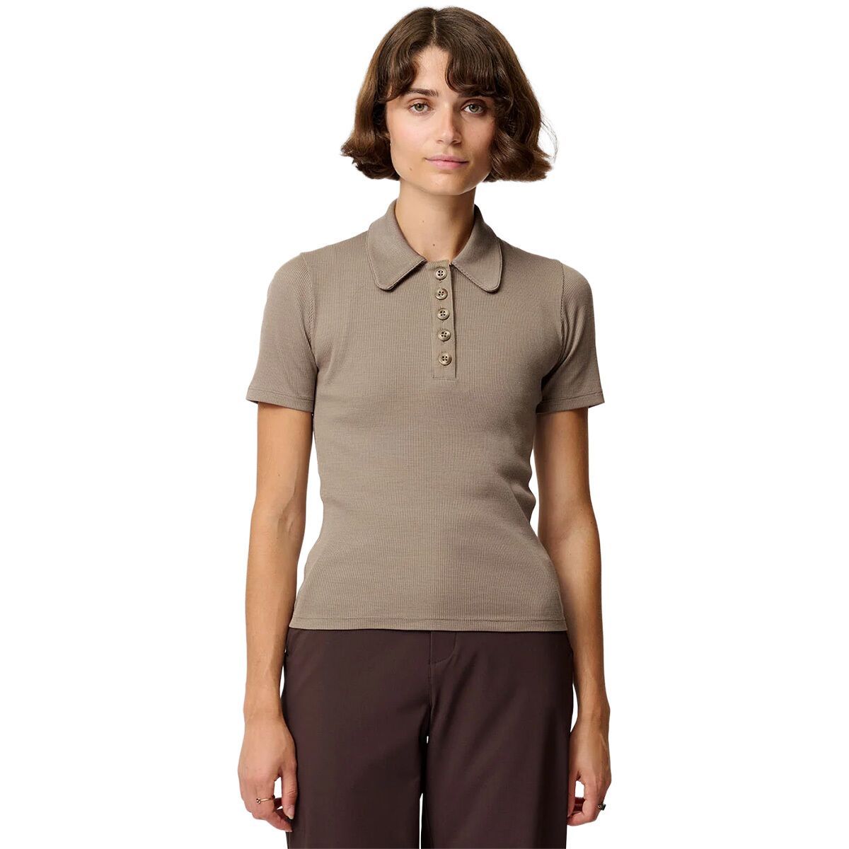 Hikerkind Ribbed Merino Polo - Women's Morel, XL