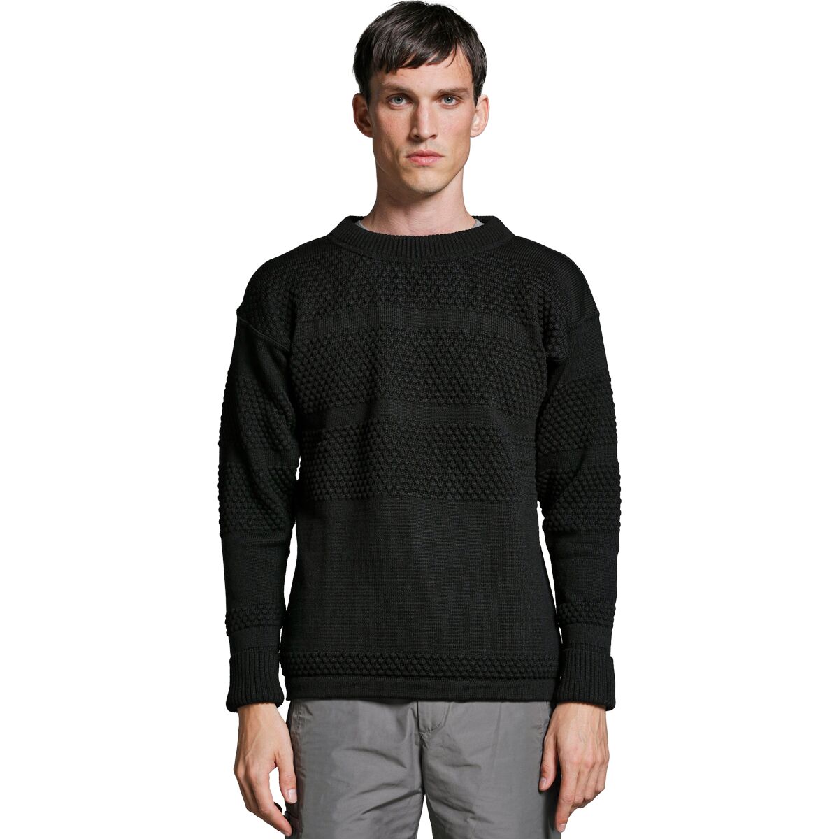 Image of S. N. S. Herning Fisherman Crew Neck Sweater - Men's Black Void, L