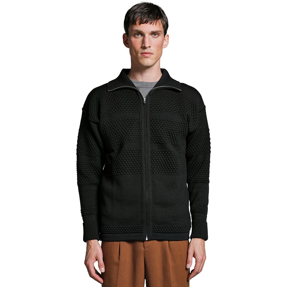Image of S. N. S. Herning Fisherman Full-Zip Sweater - Men's Black Void, S