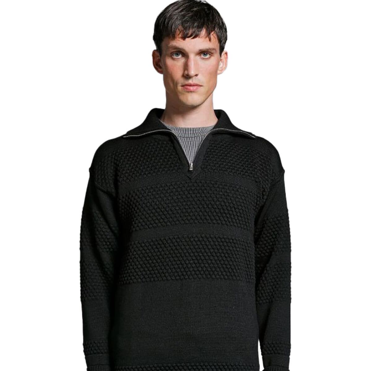 Image of S. N. S. Herning Fisherman Short Zip Sweater - Men's Black Void, S