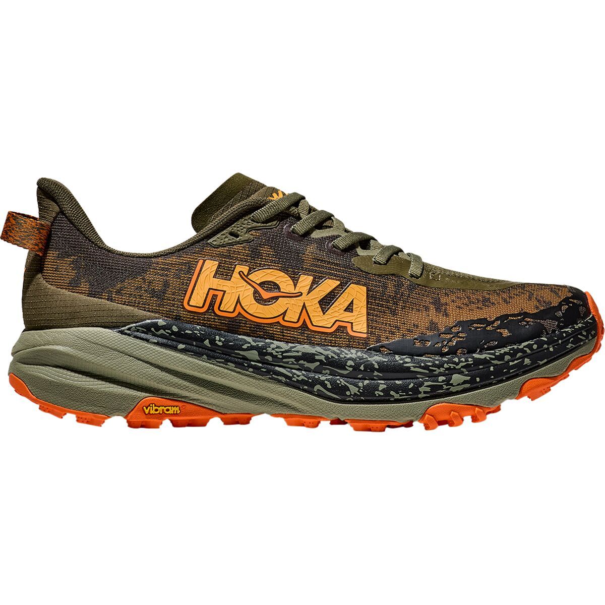 Image of HOKA Speedgoat 6 Wide Running Shoe - Men's Antique Olive/Squash, 12.0