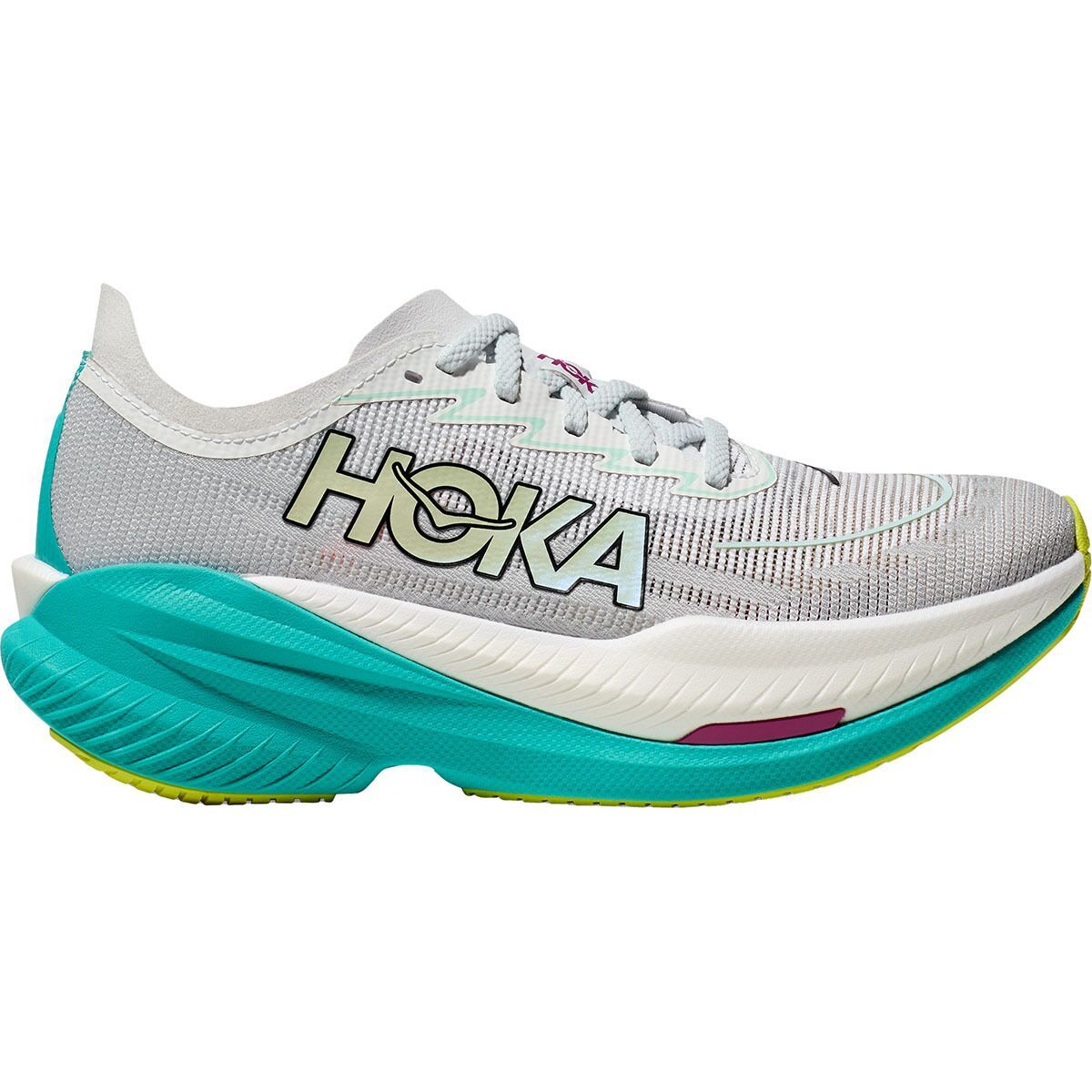 Image of HOKA Mach X 2 Running Shoe - Women's Frost/Electric Aqua, 9.0