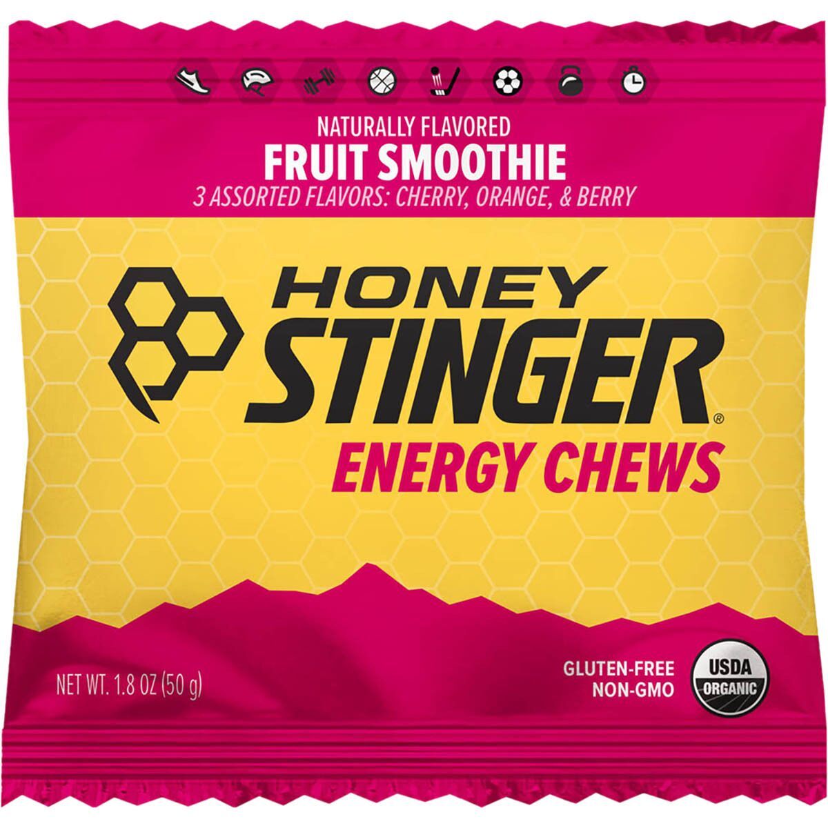 Honey Stinger Organic Energy Chews - 12 Pack Fruit Smoothie w, One Size