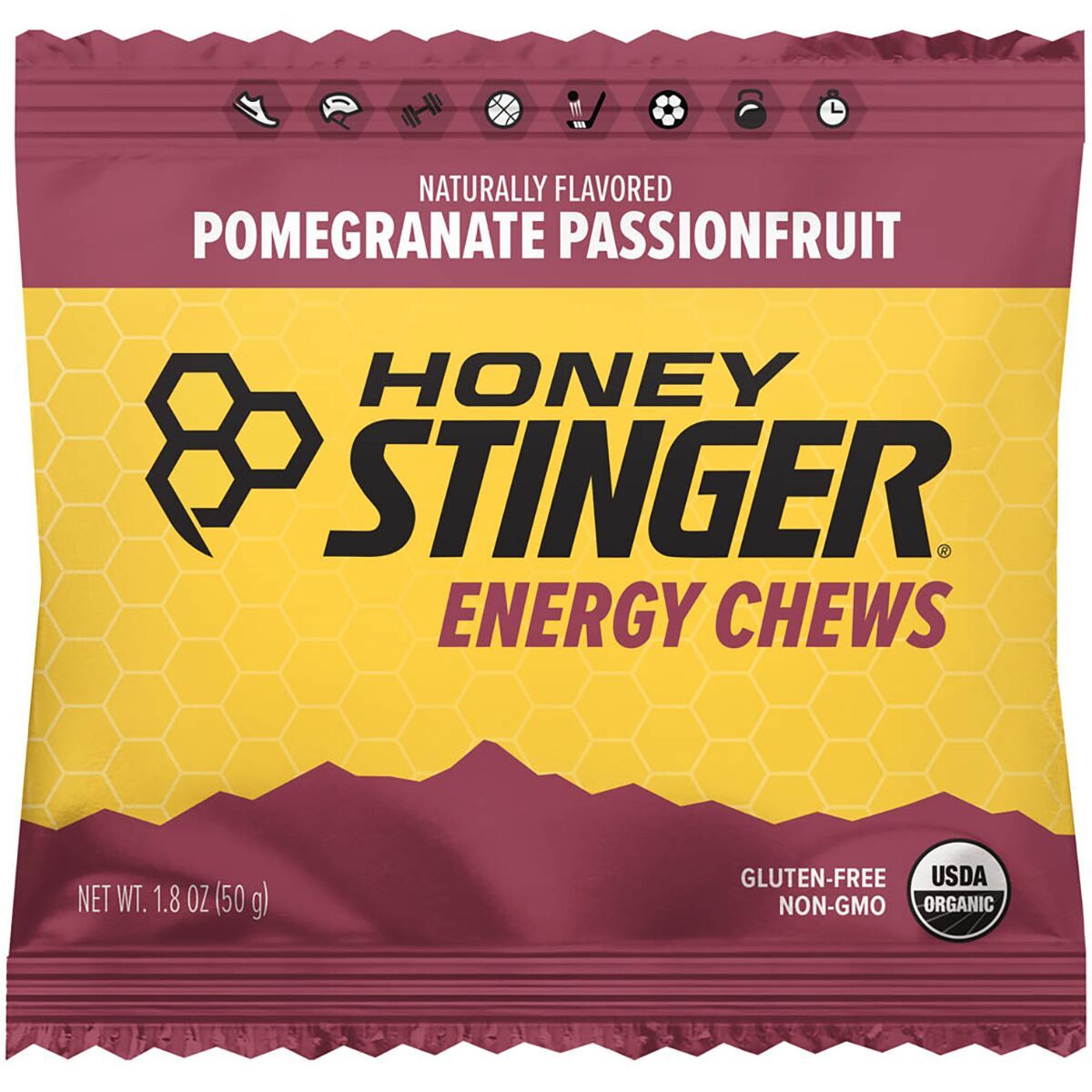 Image of Honey Stinger Organic Energy Chews - 12 Pack Pomegranate Passion Fruit, One Size