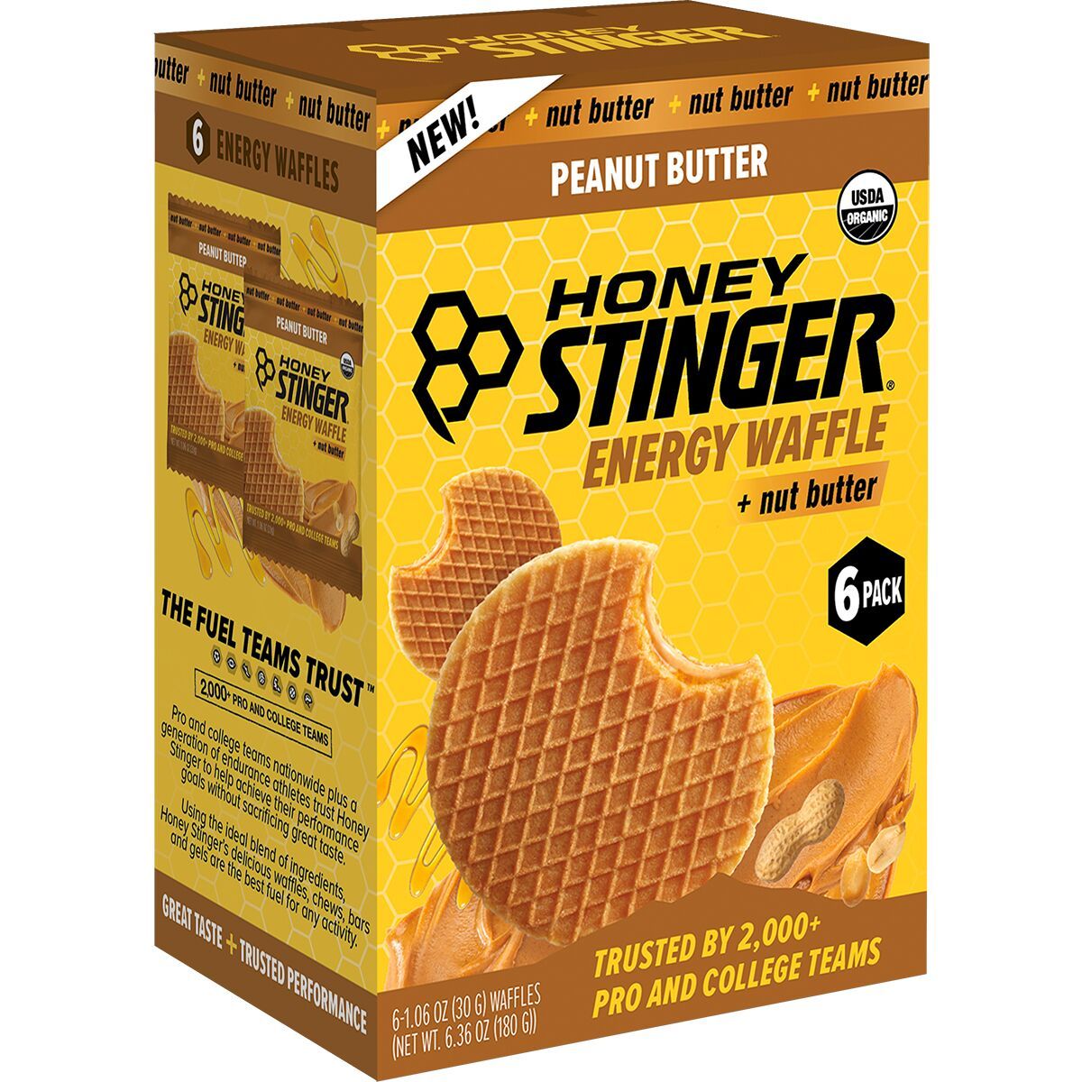 Honey Stinger Honey Stinger Organic Waffle - 6-Pack Peanut Butter, One Size