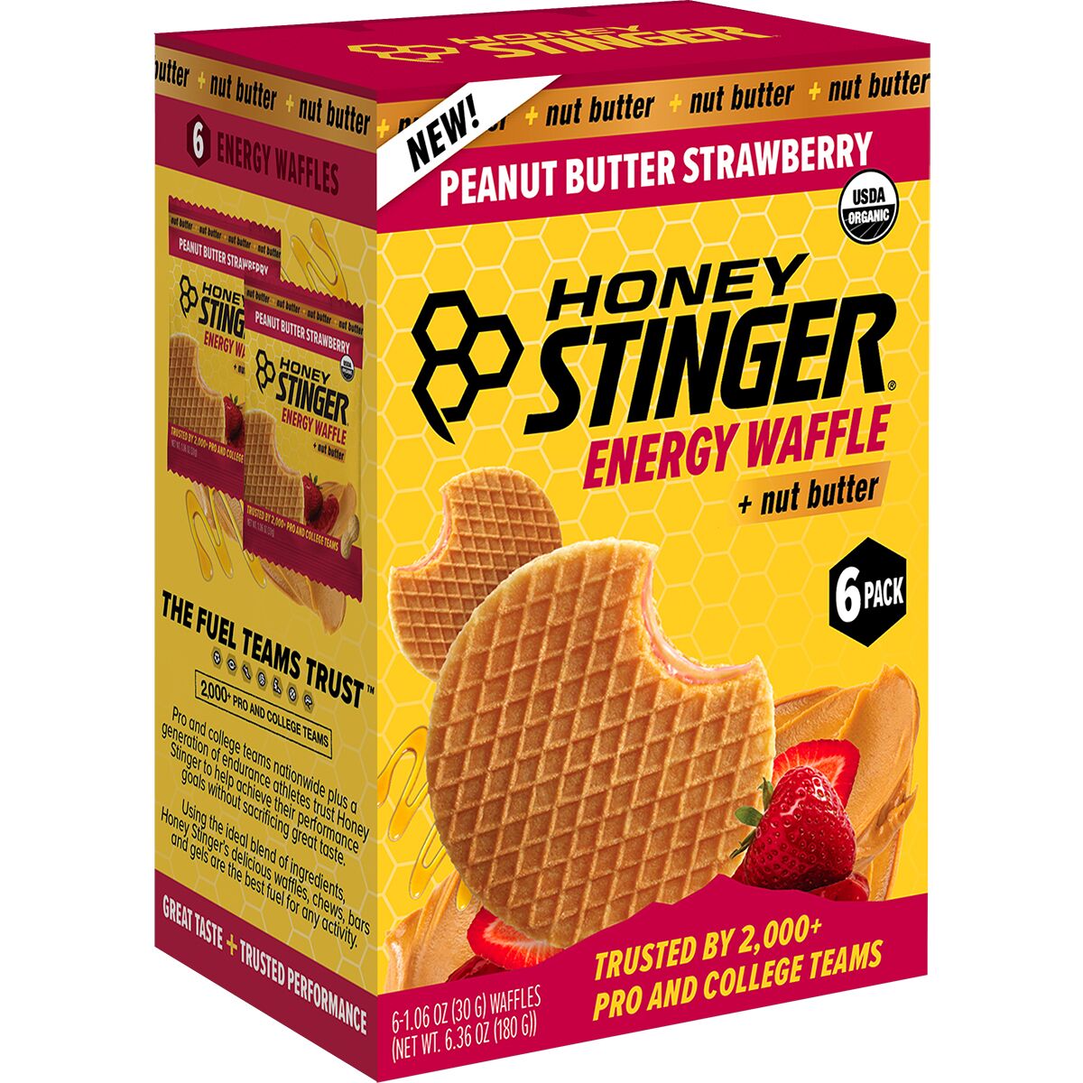 Honey Stinger Organic Waffle - 6-Pack Peanut Butter Strawberry, One Size