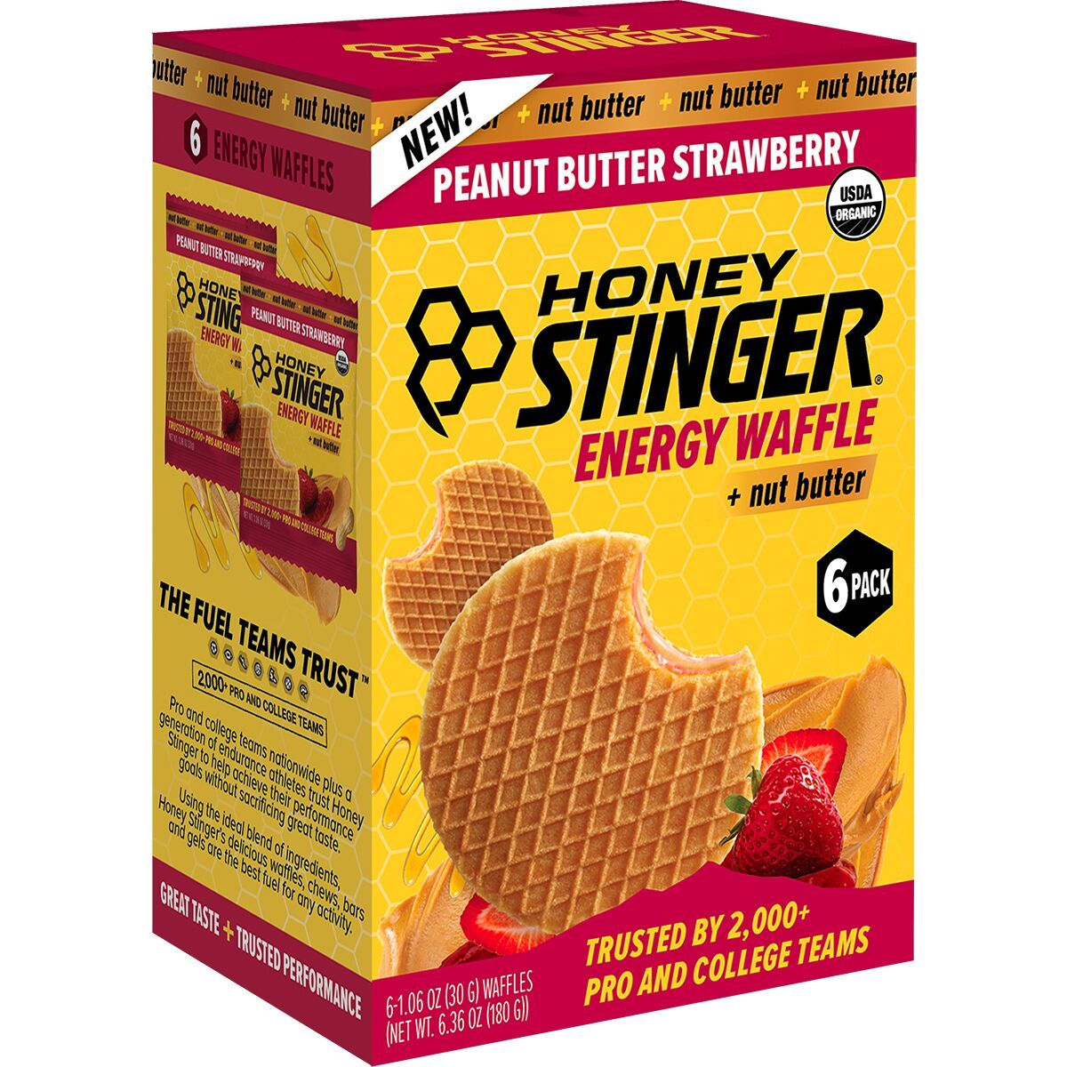 Image of Honey Stinger Organic Waffle - 6-Pack Peanut Butter Strawberry, One Size