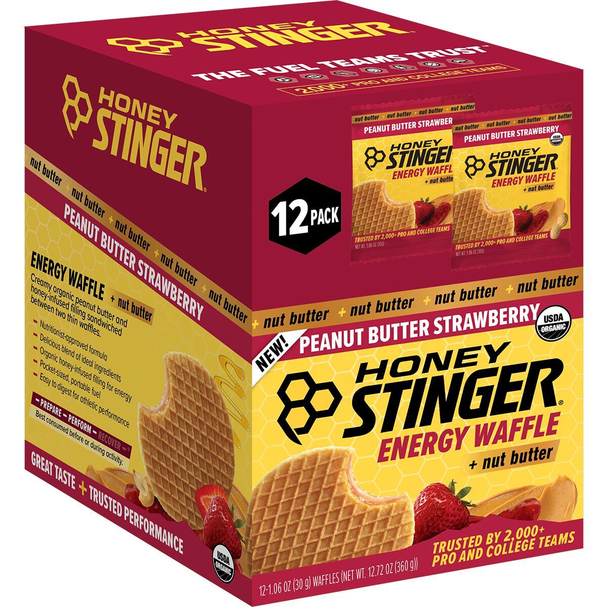 Image of Honey Stinger Stinger Waffle - 12-Pack Peanut Butter Strawberry, One Size