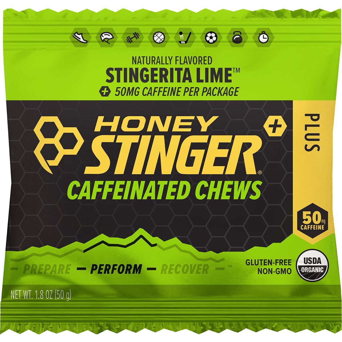 Image of Honey Stinger Caffeinated Energy Chews - 12-Pack Stingerita Lime, One Size