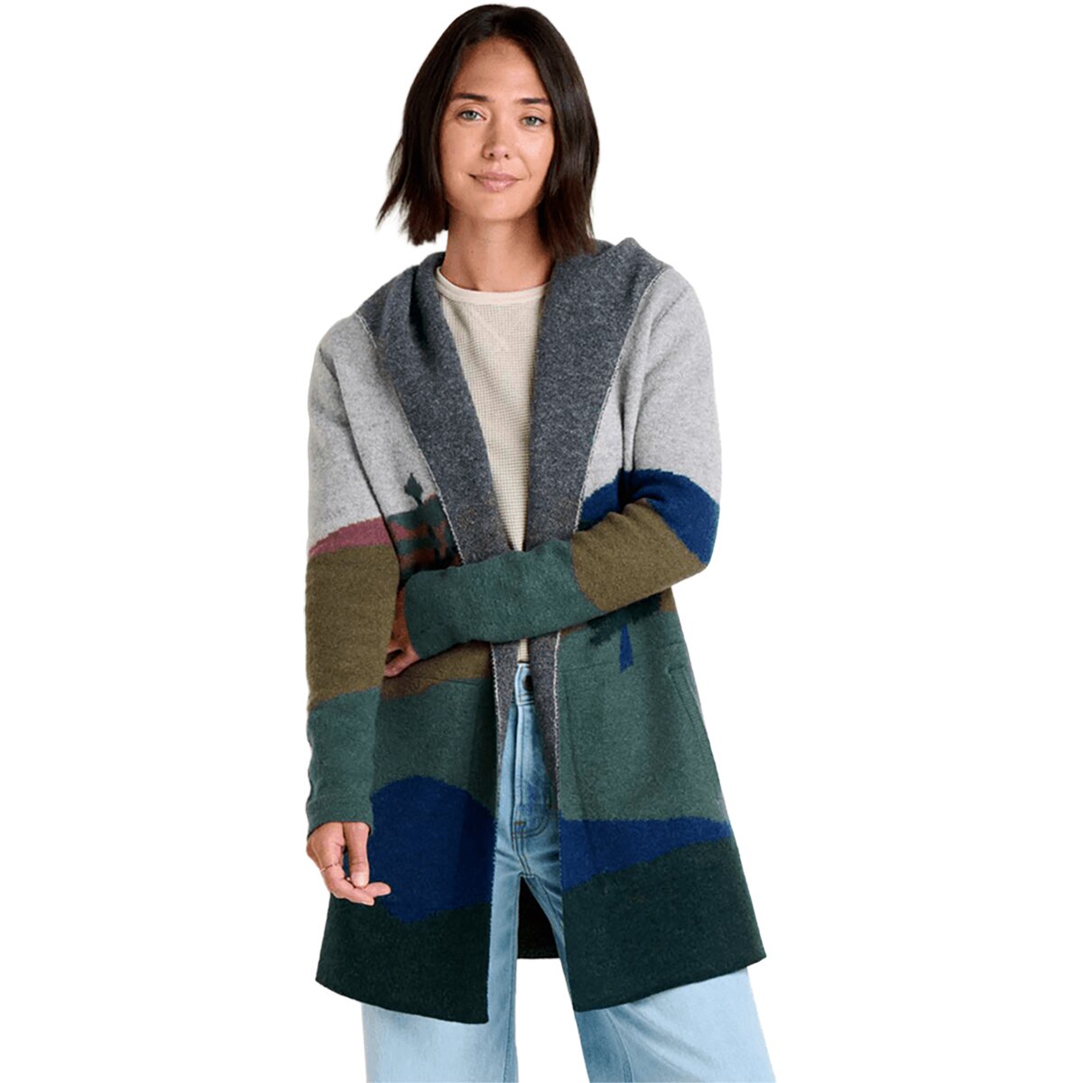 Image of Toad&Co Merino Heartfelt Hoodie - Women's Pelican Pattern, XS