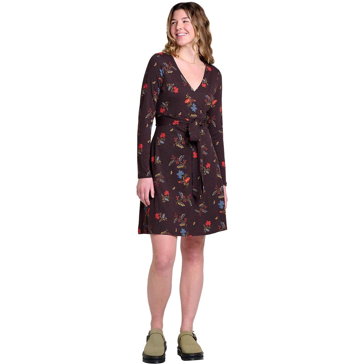 Toad&Co Cue Wrap Dress - Women's Carob Bouquet Print, XL