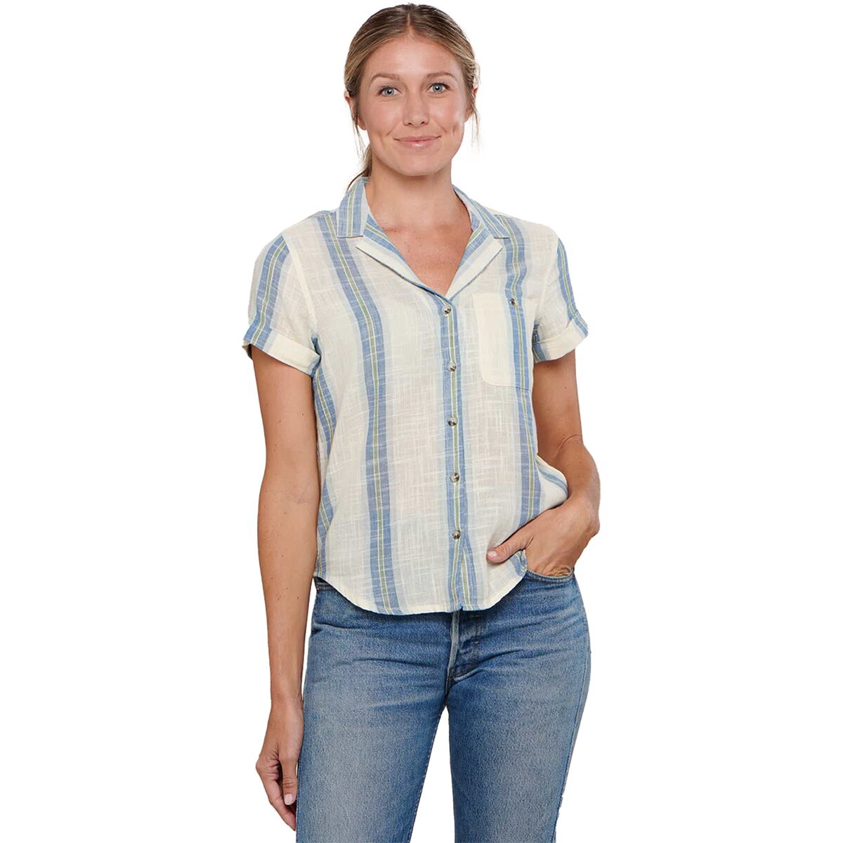 売れ筋商品|||ドード アンドコー カットソー トップス レディース Camp Cove Short-Sleeve Shirt - Women's Barley Camping Print Camp Cove Women's Organic Cotton Shirt by Toad&Co