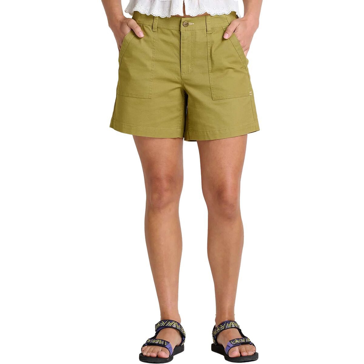 Image of Toad&Co Earthworks Camp Short - Women's Green Moss, 4
