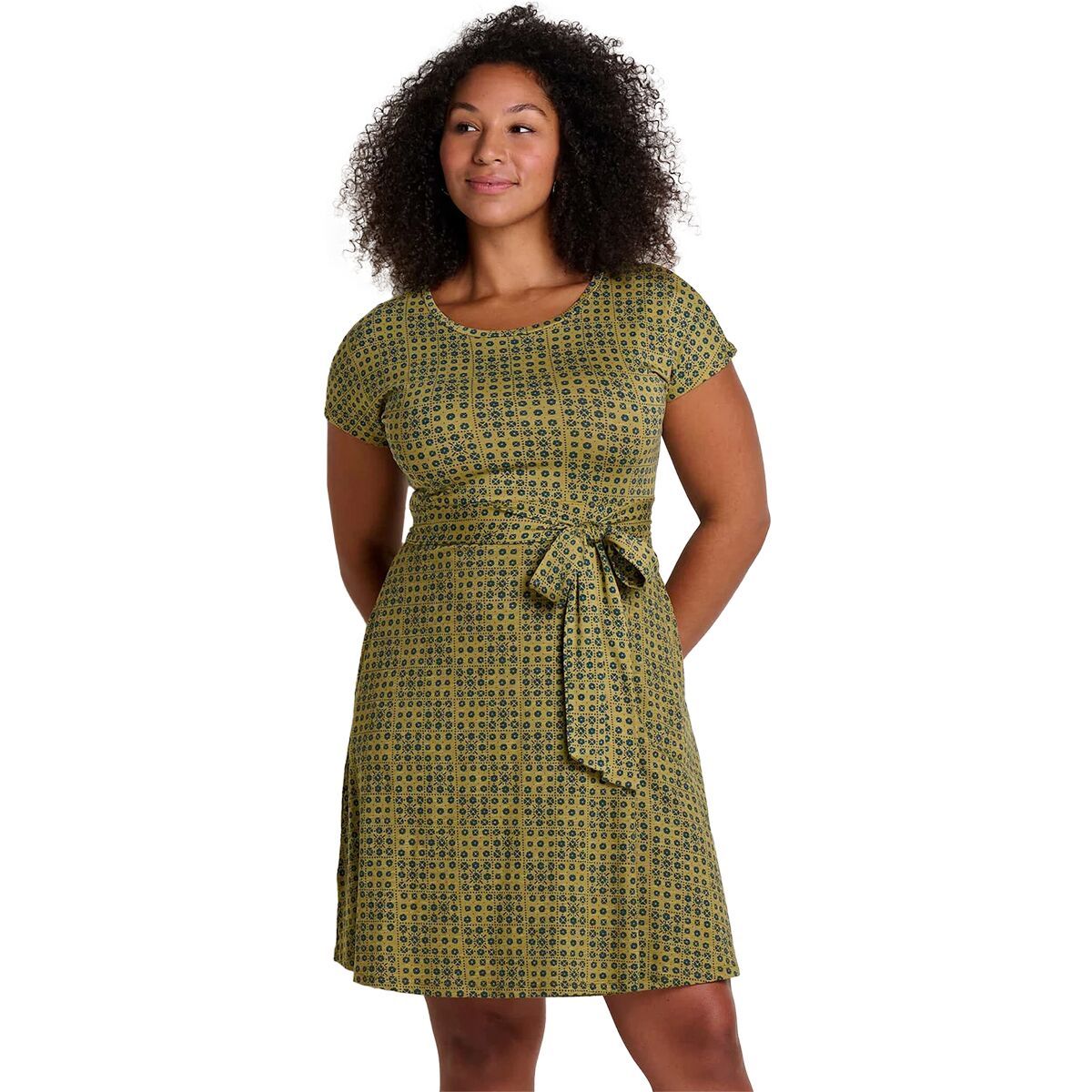 Toad&Co Cue Wrap Short-Sleeve Shirt Dress - Women's Green Moss Geo Print, XS