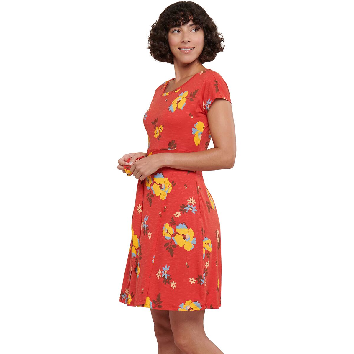 cue wrap short sleeve dress Toad & Co Cue Wrap Short Sleeve Dress Womens Small Navy Pattern
