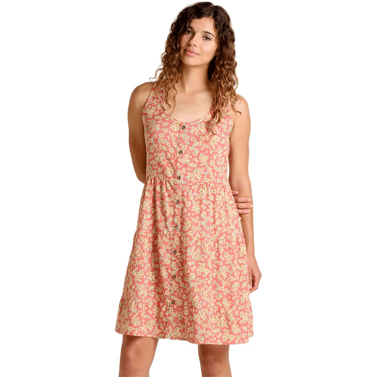 Image of Toad&Co Manzana Tiered Sleeveless Dress - Women's Dusty Cedar Print, L
