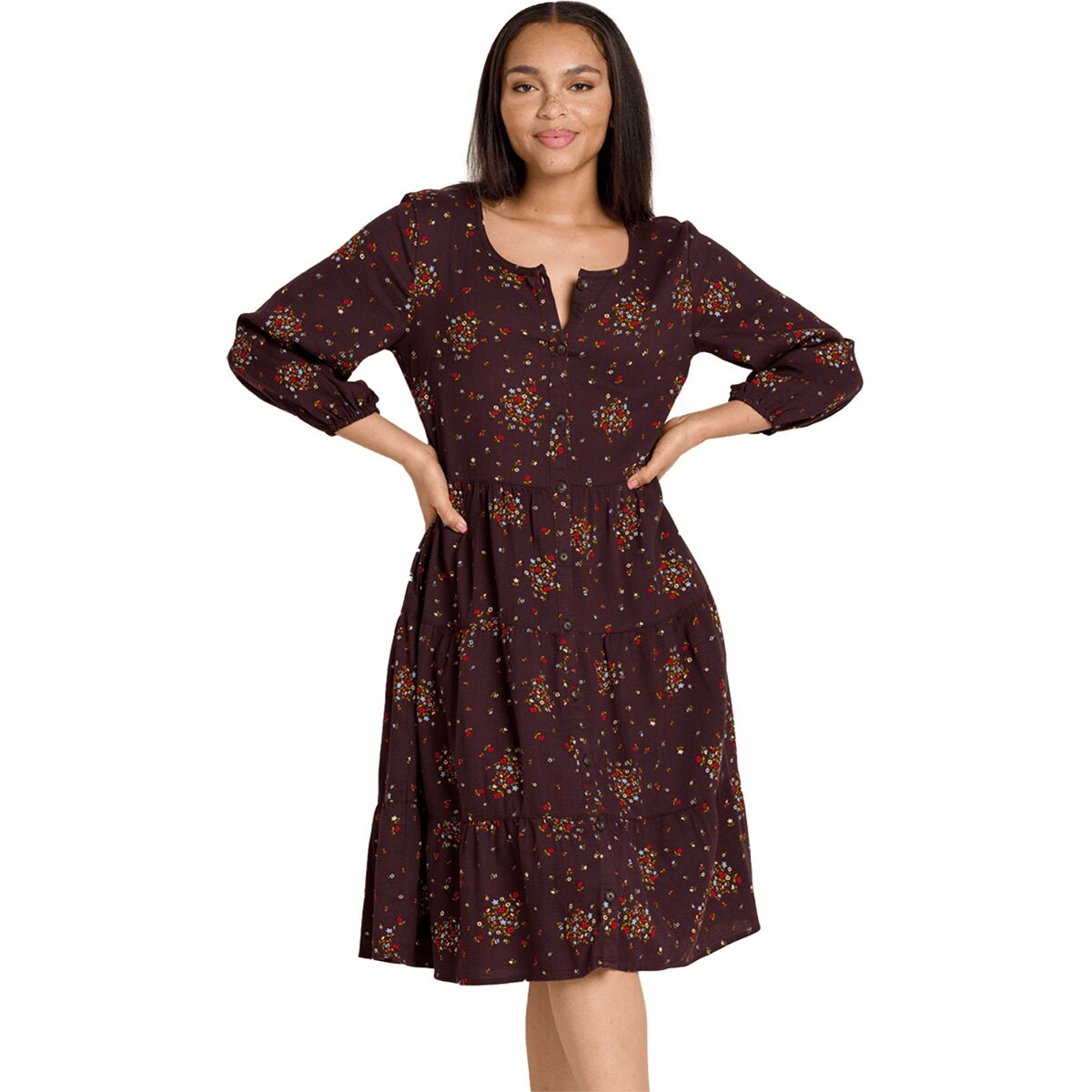 Toad&Co Toad&Co Manzana Tiered Long-Sleeve Dress - Women's Carob Floral Print, S