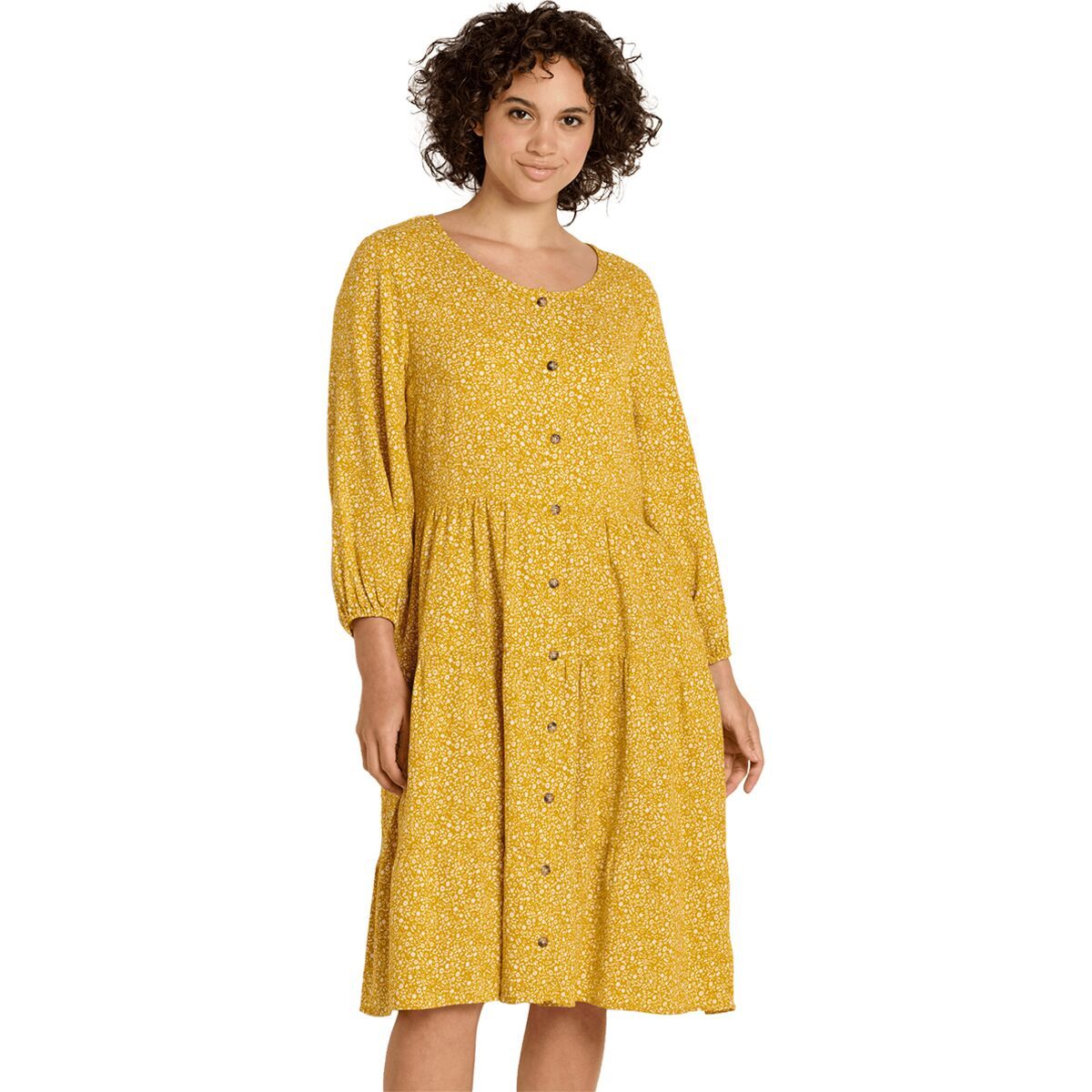 Image of Toad&Co Manzana Tiered Long-Sleeve Dress - Women's Pike Ditsy Print, L