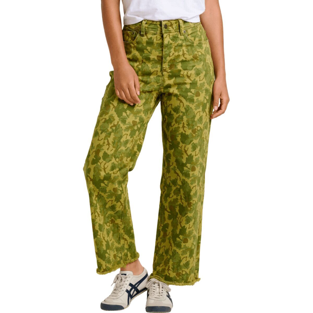 Image of Toad&Co Balsam Seeded Cutoff Pant - Women's Green Olive Leaf Print, 12