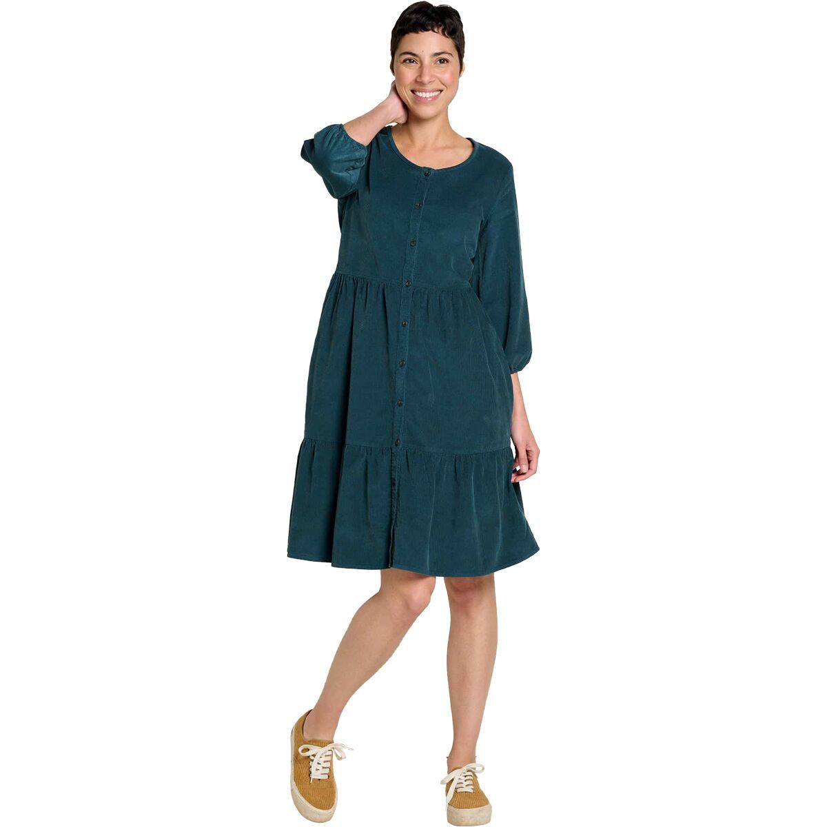 Toad&Co Scouter Cord Tiered Long-Sleeve Dress - Women's Midnight, M