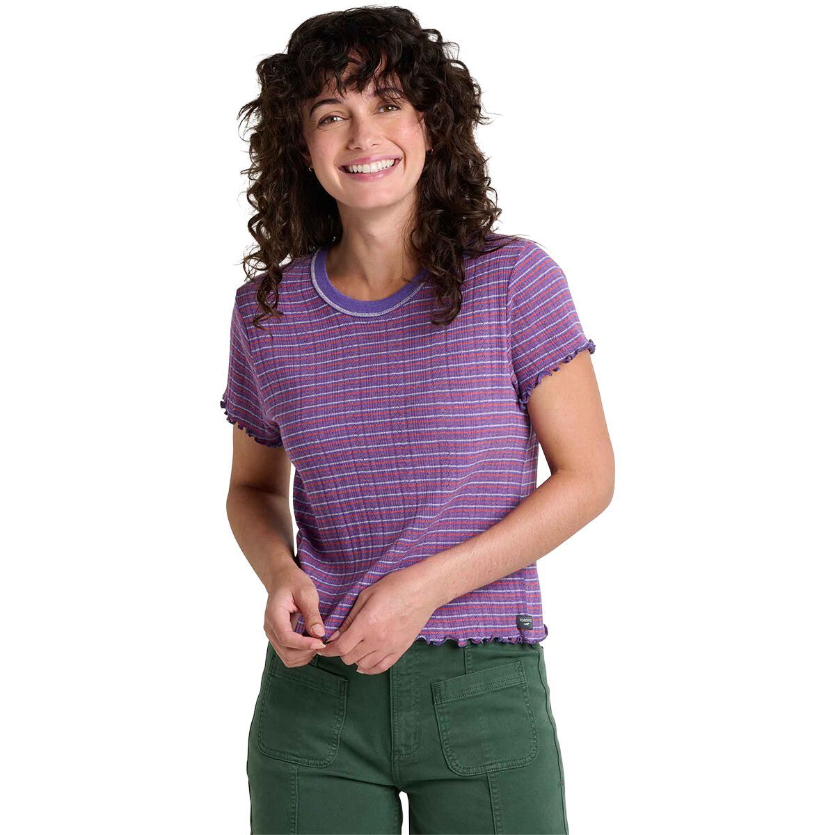 Image of Toad&Co Foothill Pointelle Baby T-Shirt - Women's Plum Pattern, XS